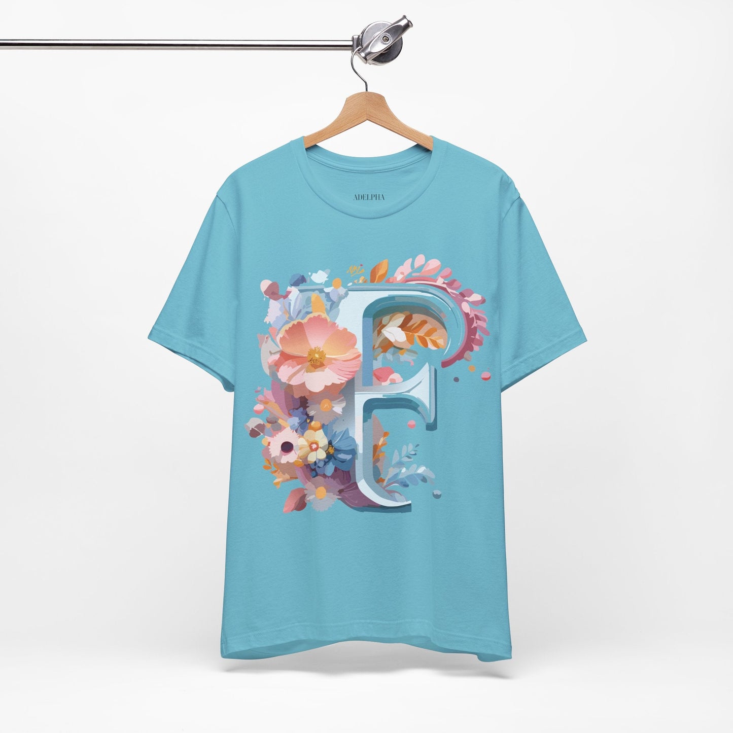 Letter F Shirt Unisex Graphic Tee Jersey Short Sleeve by Adelpha Vintage Inspired Art Design