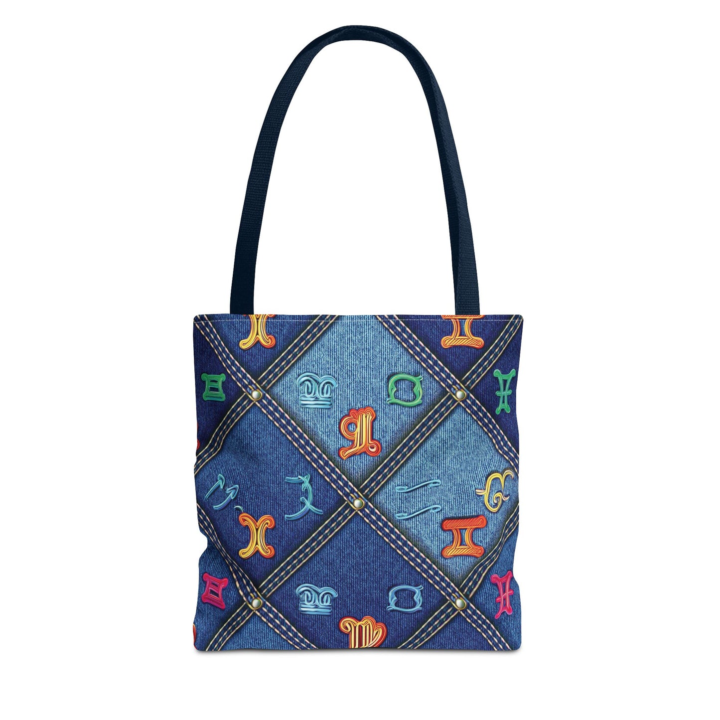 Denim Fabric Imitation Print Unisex Canvas Bag Poly Spun 3 Sizes Tote Bag 184-8
