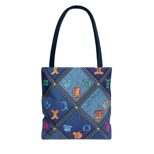 Denim Fabric Imitation Print Unisex Canvas Bag Poly Spun 3 Sizes Tote Bag 184-8