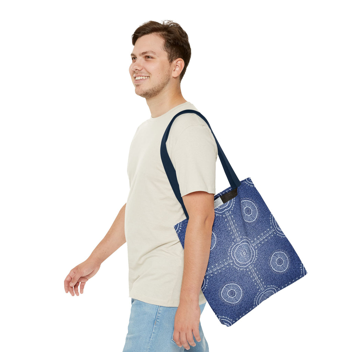 Denim Fabric Imitation Print Unisex Canvas Bag Poly Spun 3 Sizes Tote Bag 107