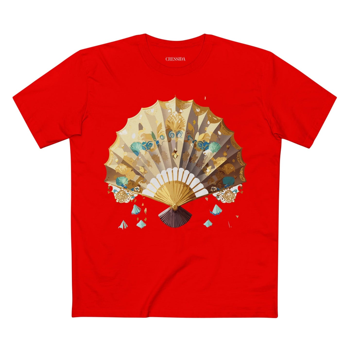 Antique Fan Graphic Design T-Shirt Unisex 100 Cotton Floral Carnival Artwork Tee 16
