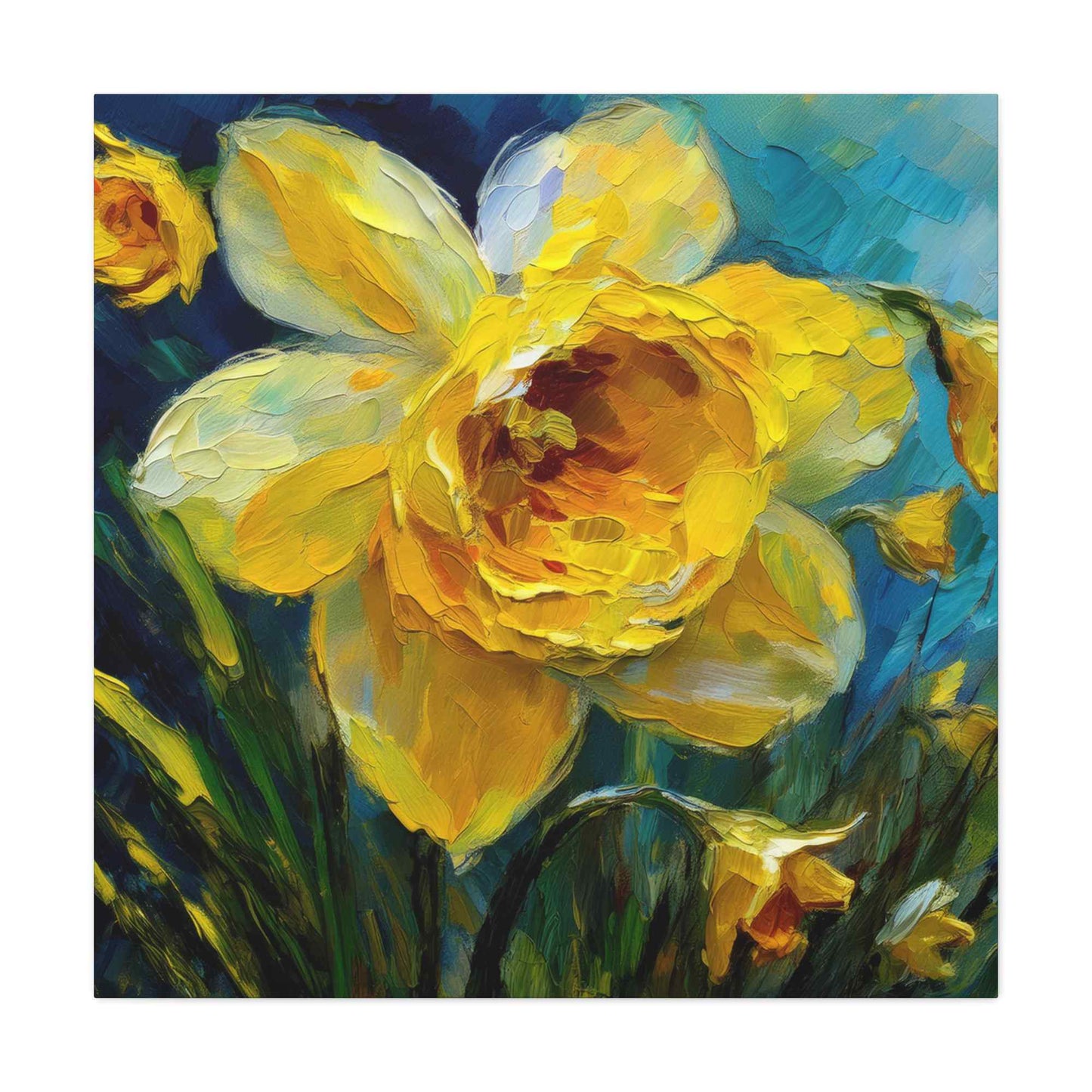 Narcissus Print Canvas, Floral Oil Paint Print 20x20, 24x24, 30x30, 32x32, 36x36 Art Design Pine-Wood Inner Frame MC-179