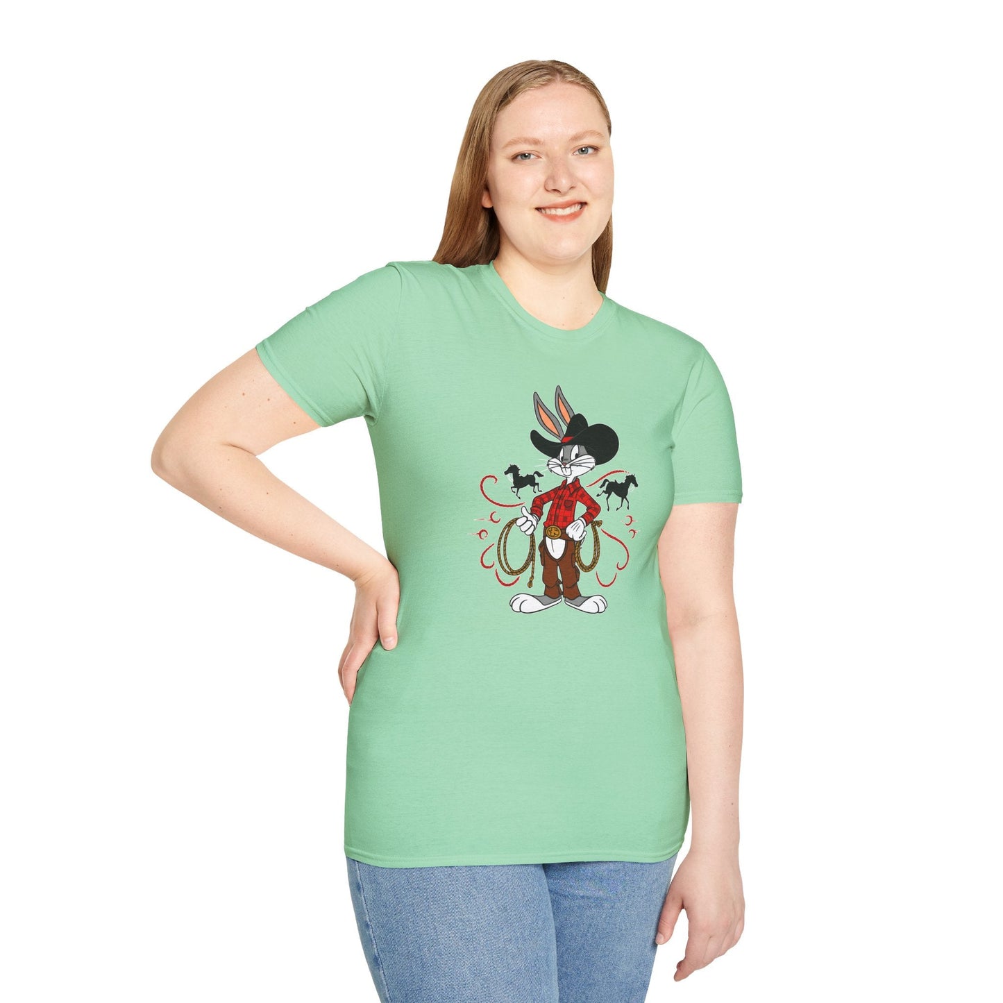 Cartoon Bunny Graphic Unisex Cotton Animal Animation Artwork Design Tee 4
