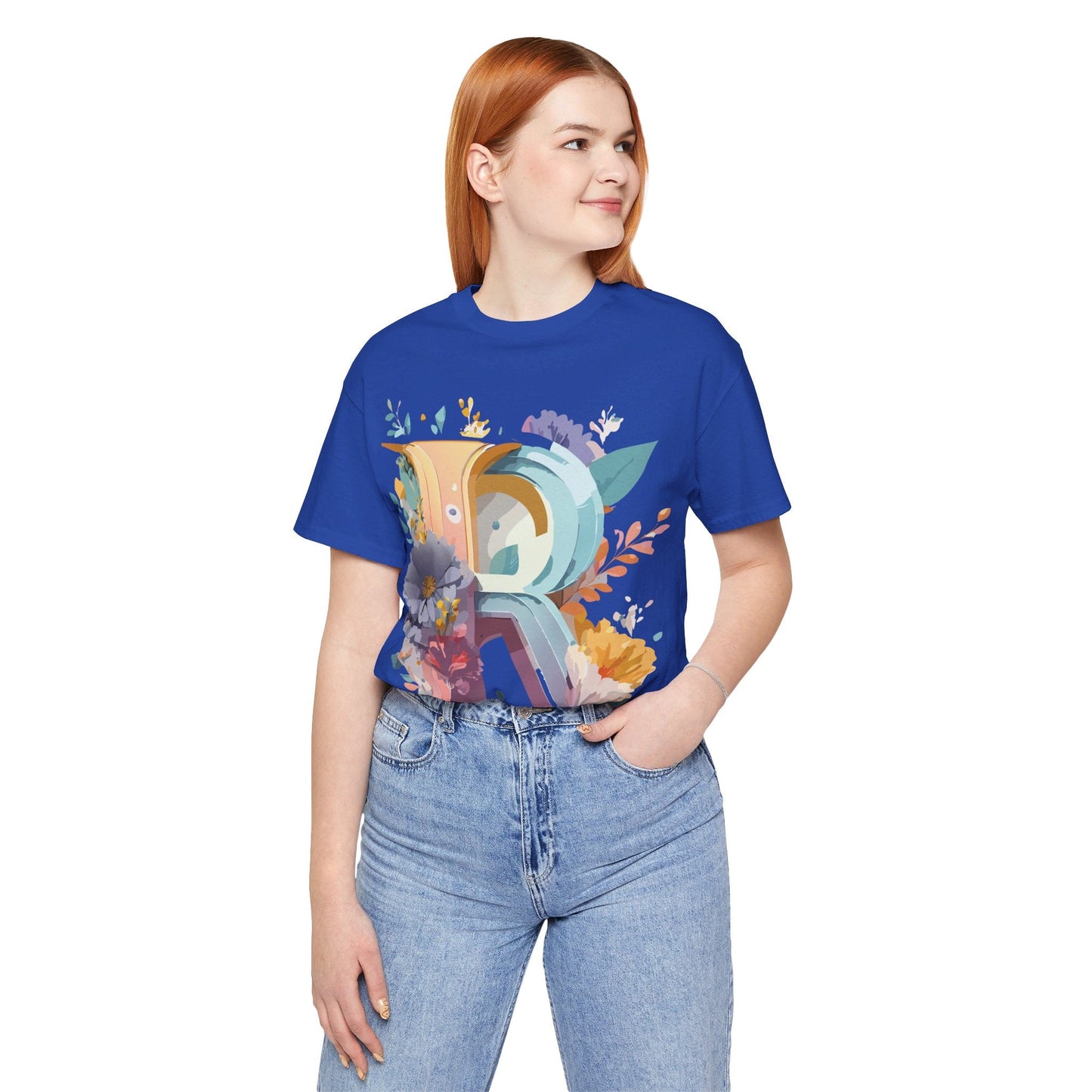 Letter R Graphic Tee Unisex Short Sleeve Vintage Inspired Shirt By Adelpha Art Design Tee