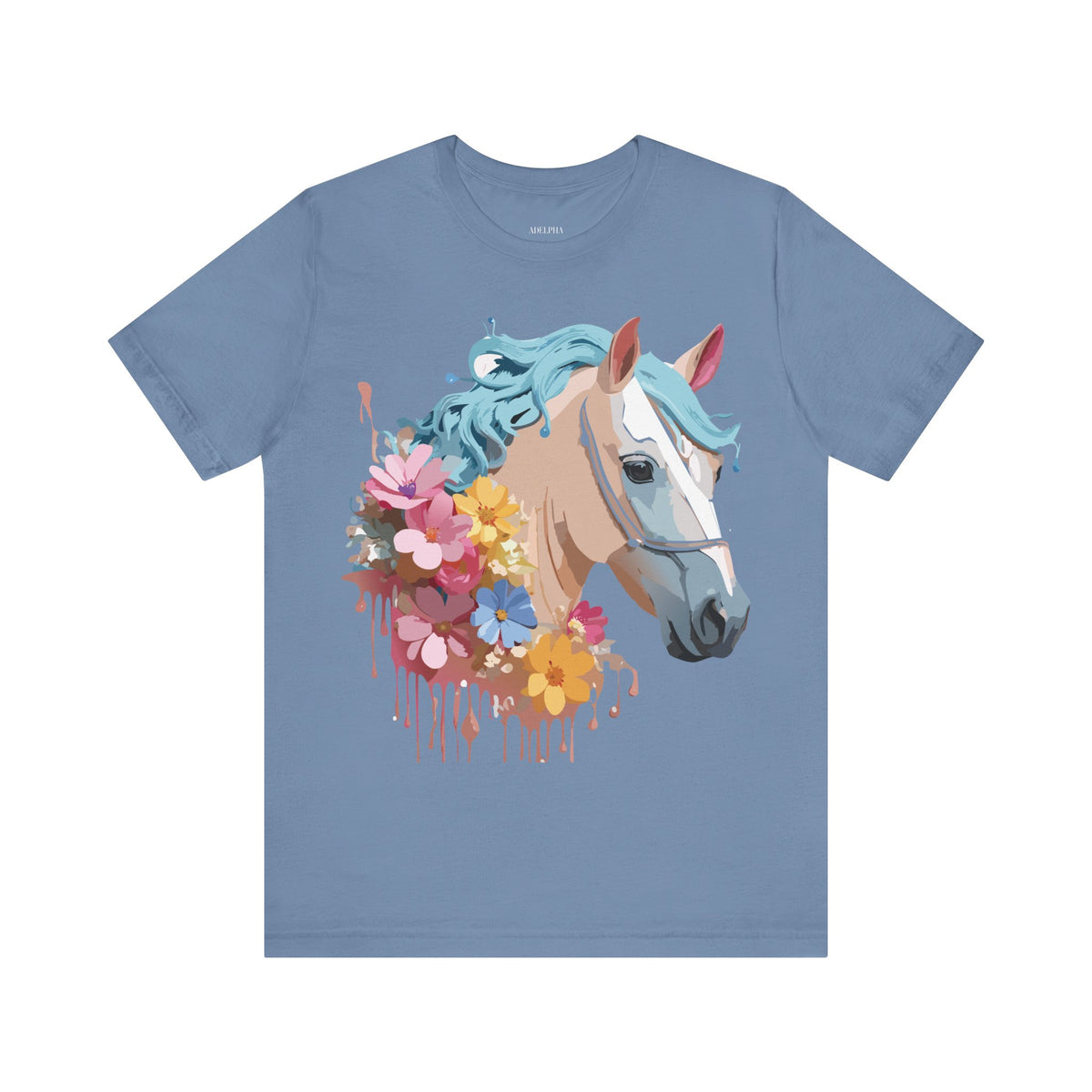 Horse Graphic Unisex Cotton Bella+Canvas Tee with Art Animal Design e305
