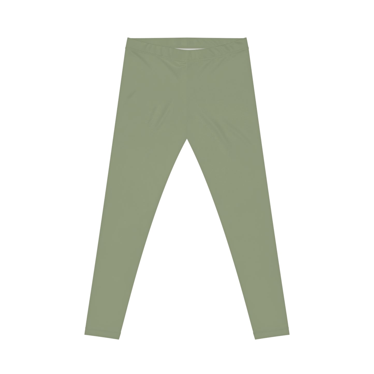 Dusty Sage Green Color Women's Poly-Span Casual Leggings XS-2XL