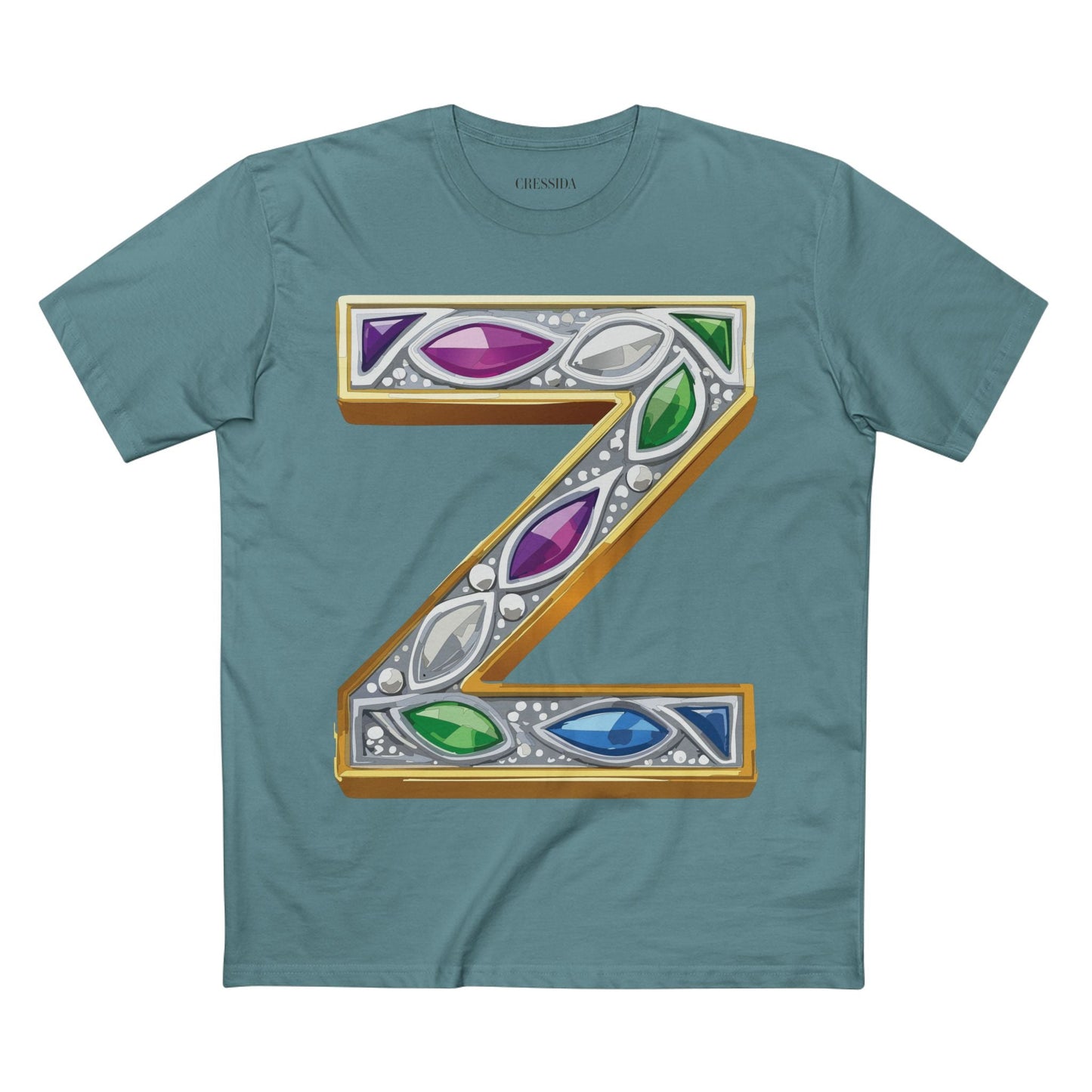 Letter Z Graphic Design Tee Unisex 100 Cotton With Antique Gold Letters Artwork T-Shirt