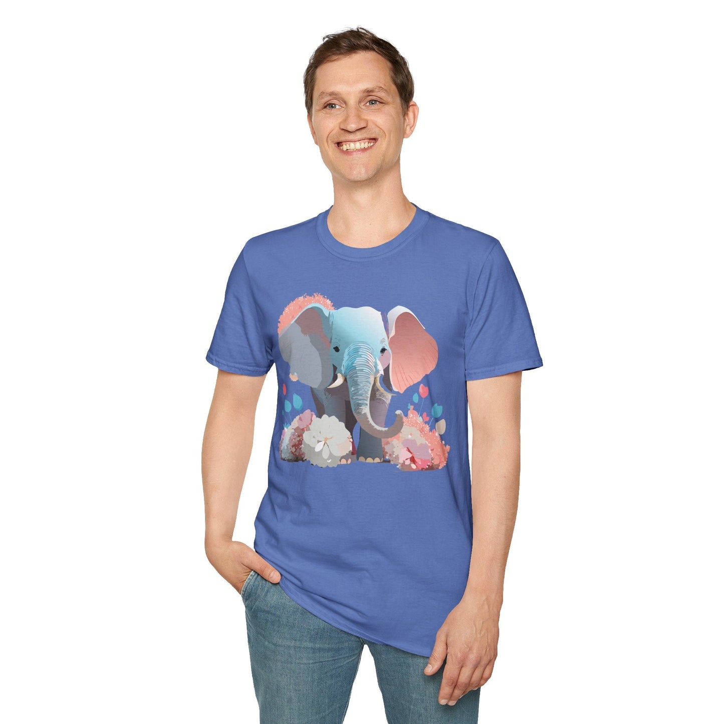 Elephant T Shirt Unisex Softstyle Graphic Tee With Elephant Animation Animal Print