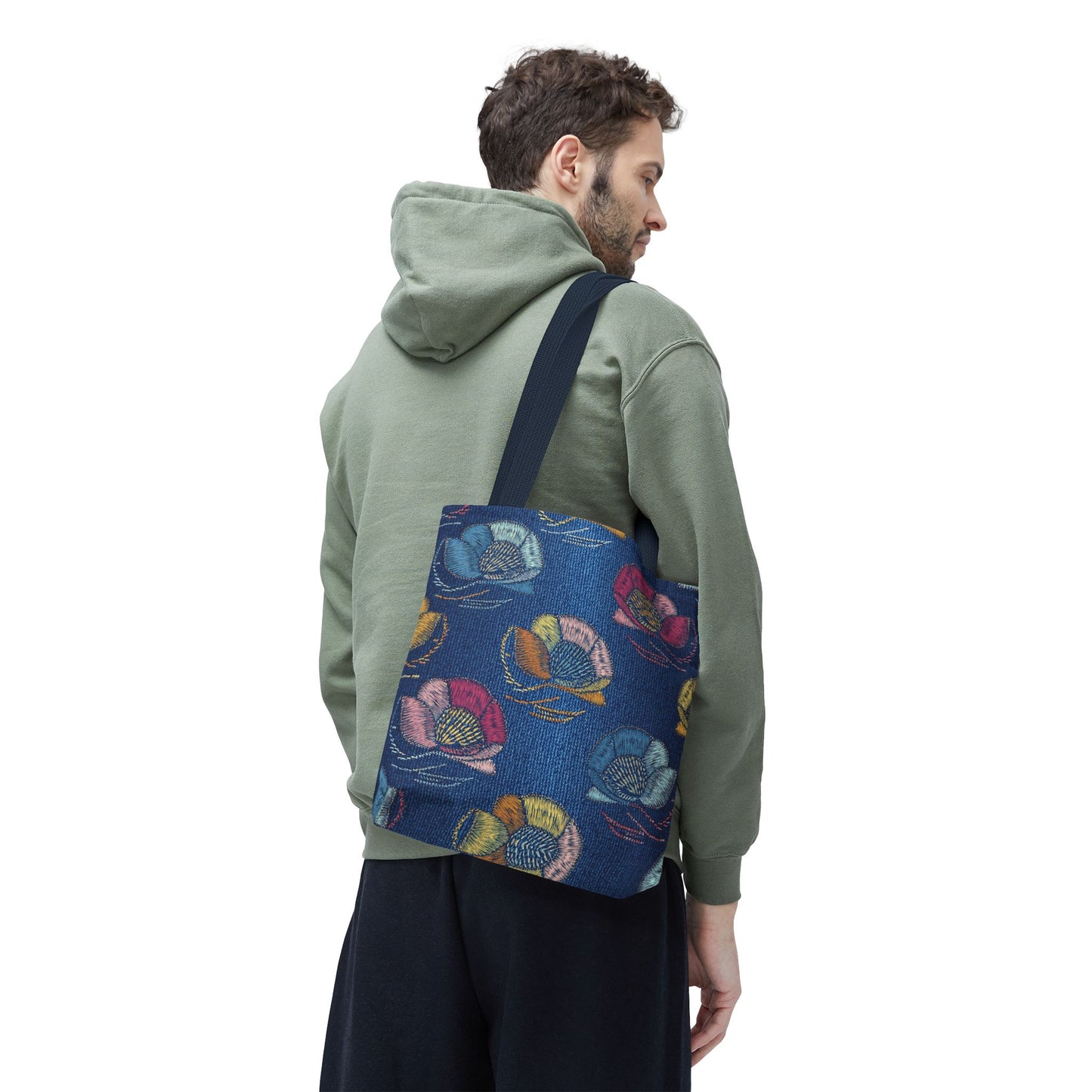 Denim Fabric Imitation Print Unisex Canvas Bag Poly Spun 3 Sizes Tote Bag 165