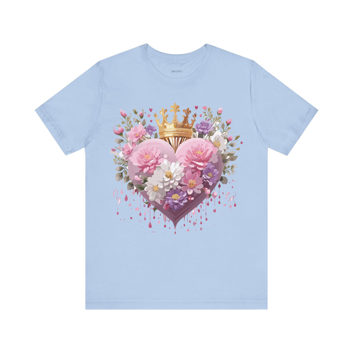 Valentine's Day Graphic Unisex Cotton Bella+Canvas Tee with Floral Art Design d129