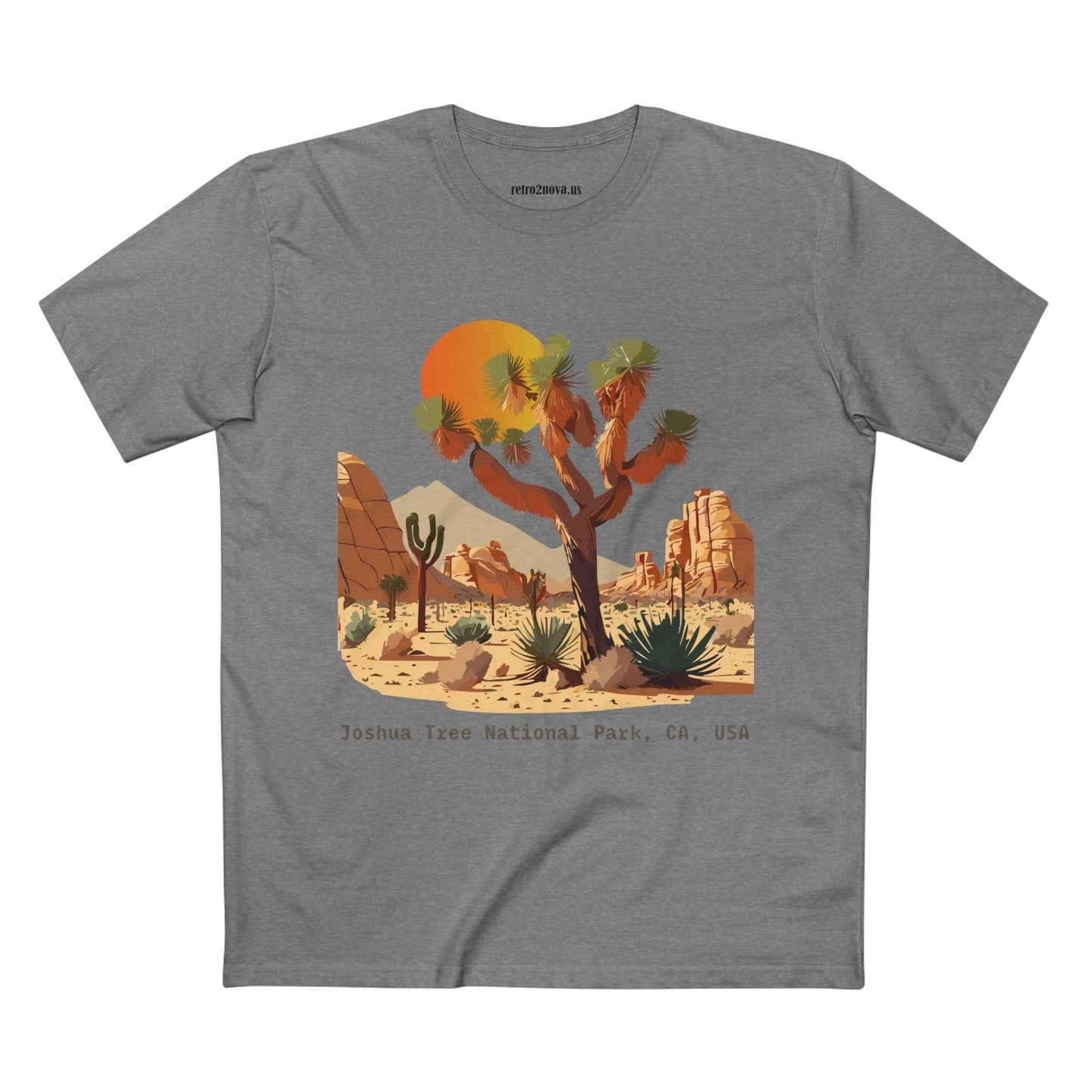 Retro2Nova Unisex Premium Cotton Staple Tee With Original Art Design Joshua Tree Travel Shirt