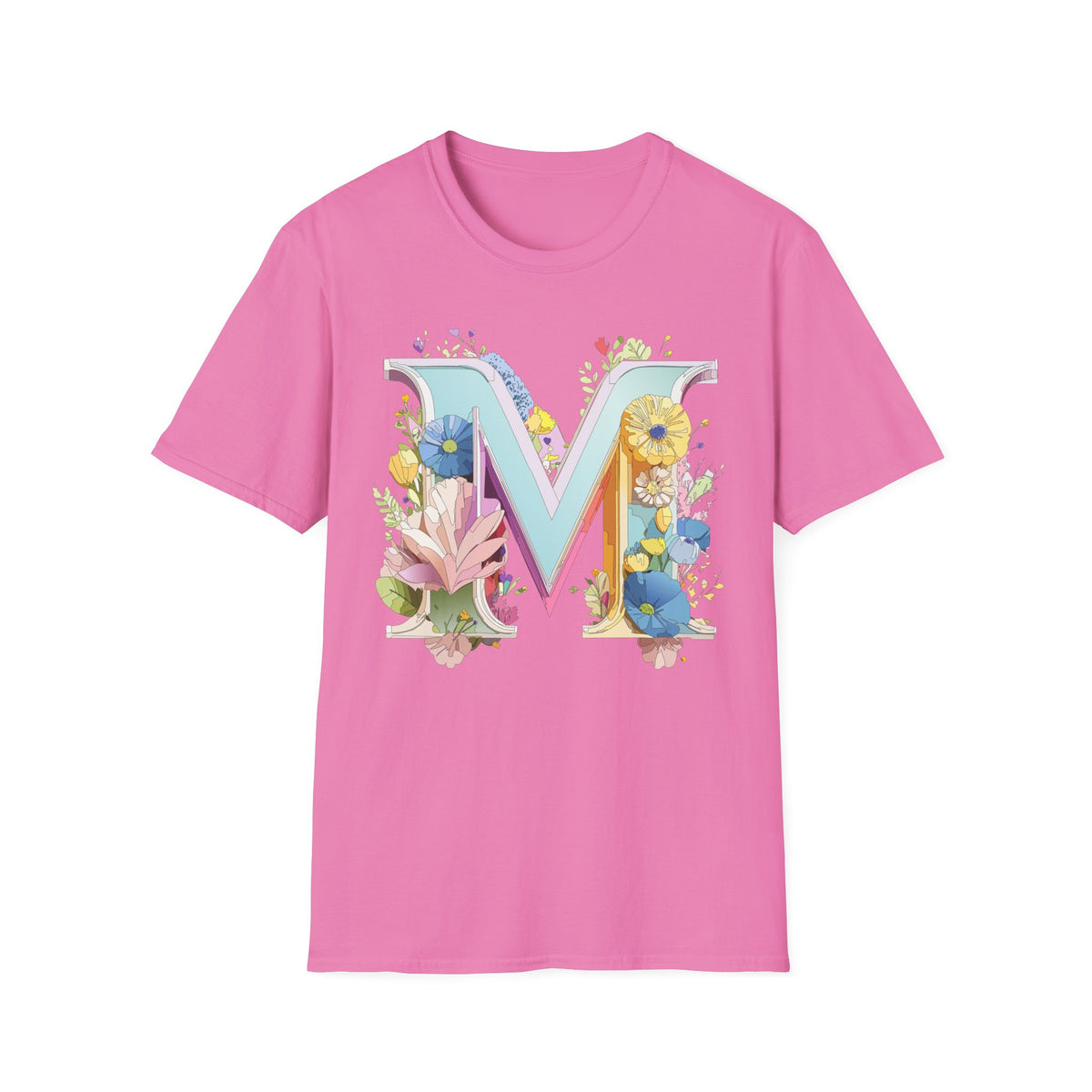 Floral Letter M T-Shirt | Monogram Initial Tee, Spring Flowers