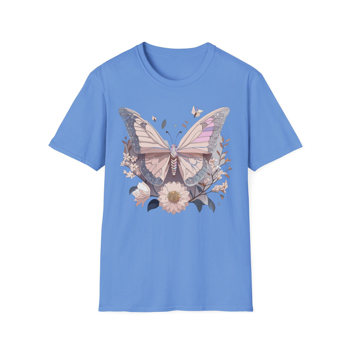 Pastel Butterfly Floral Wings Graphic Design Unisex 100 Cotton Gildan T-Shirt