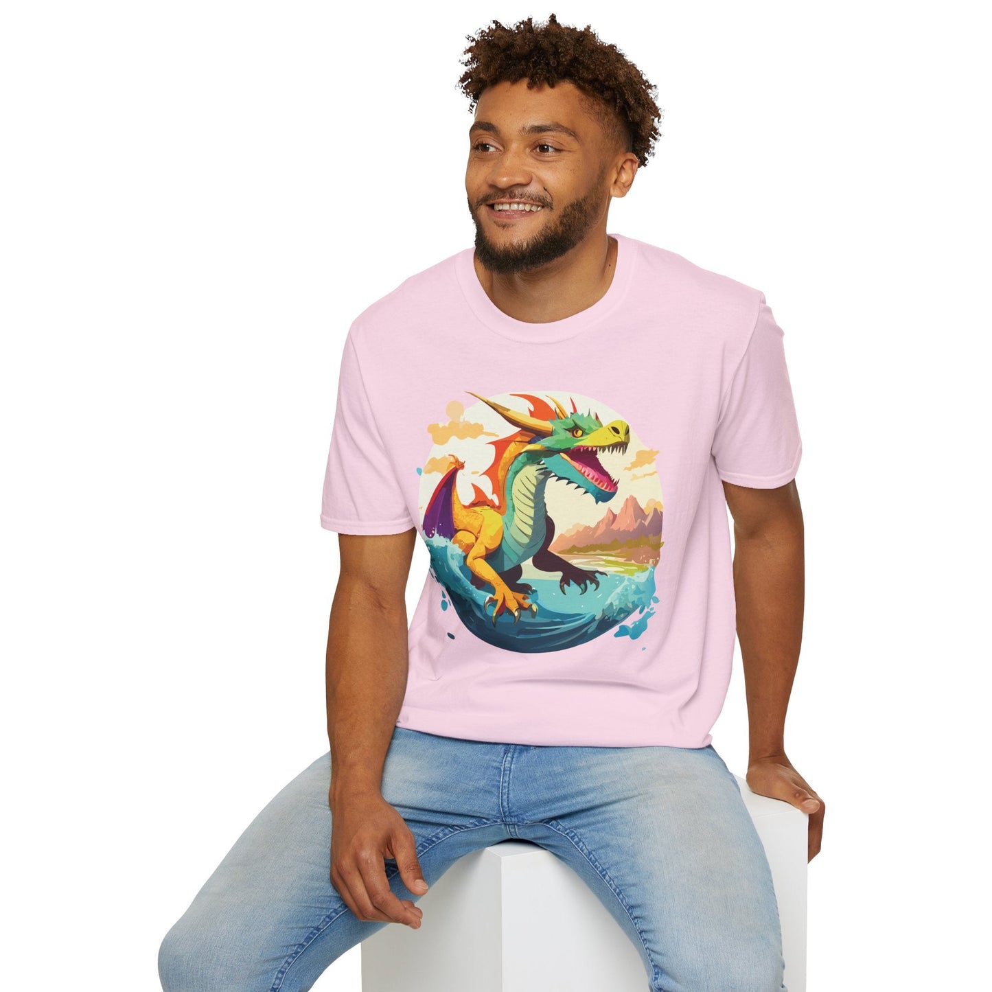 Dragon Graphic Unisex Cotton Softstyle Art Design Tee With Animals 13