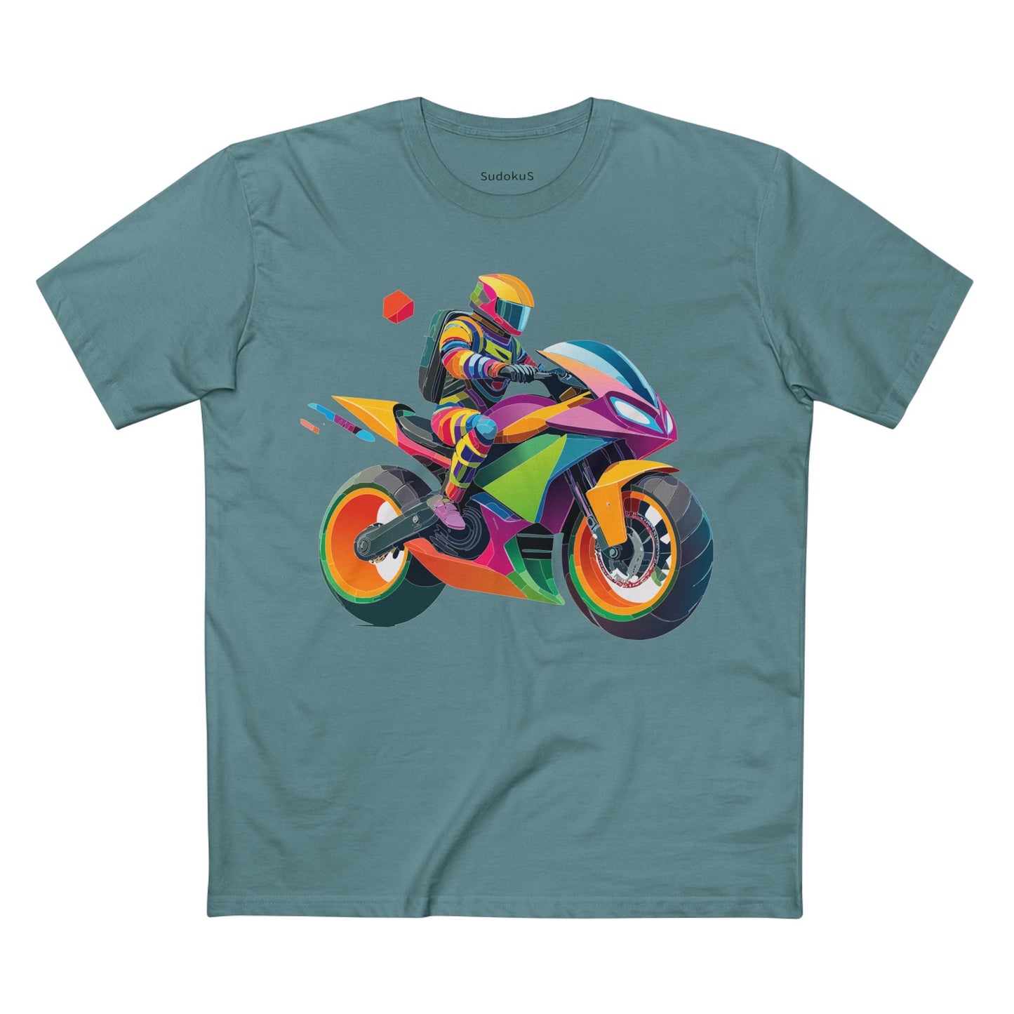 Moto Bike Graphic Unisex 100 Cotton Staple Tee 4
