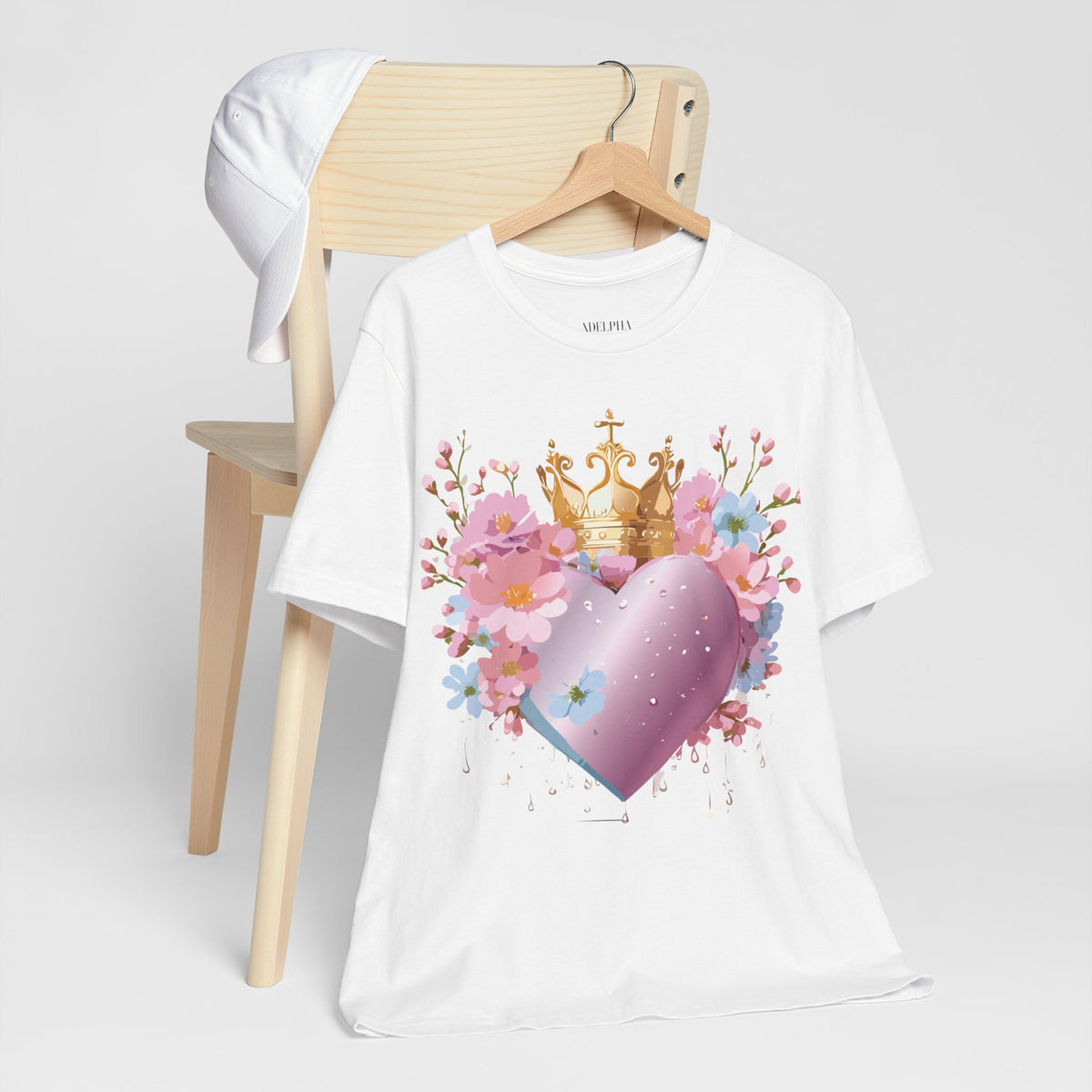 Valentine's Day Graphic Unisex Cotton Bella+Canvas Tee with Floral Art Design d132