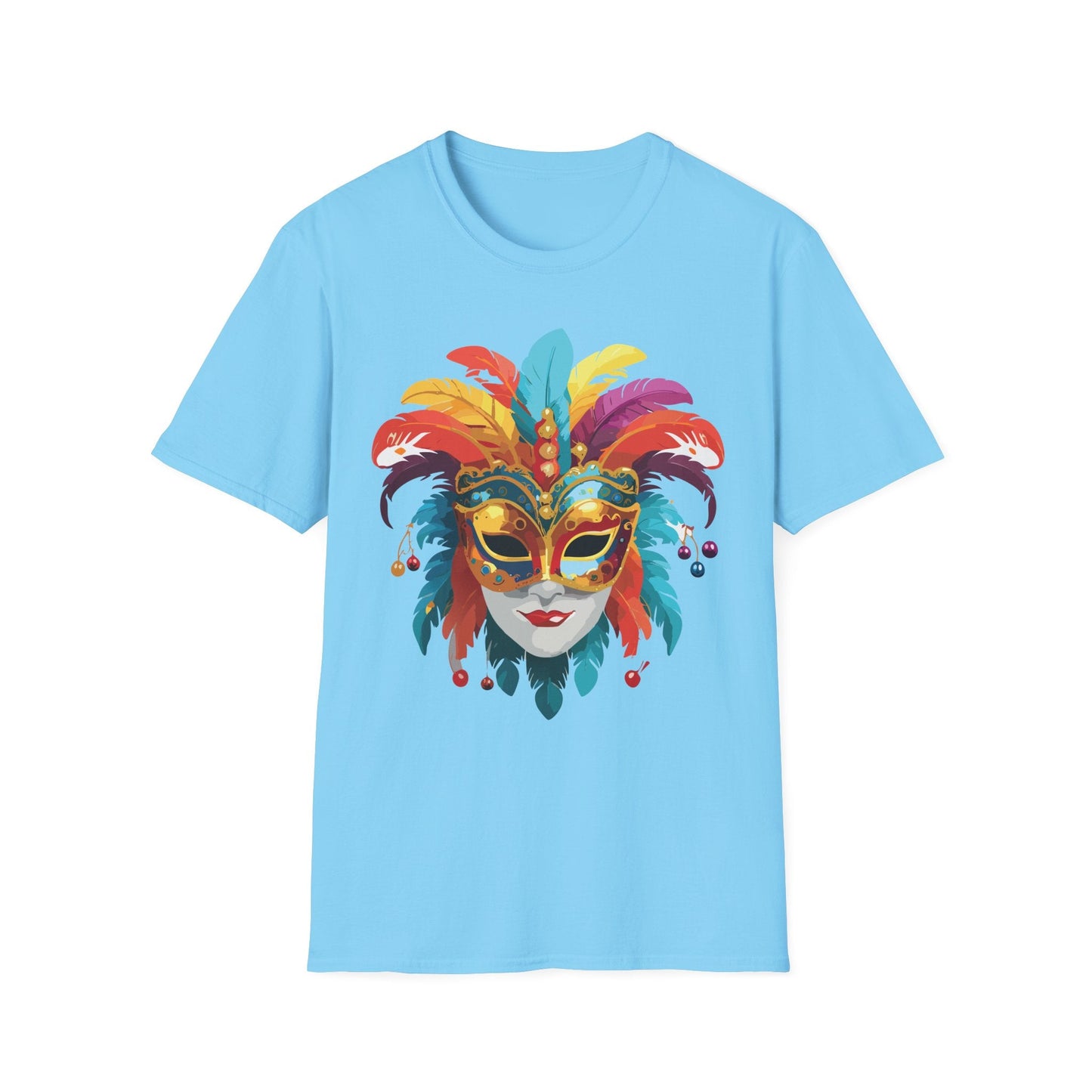 Mask Tee Shirt Unisex Masquerade Art Design Gildan Softstyle 64000 Short Sleeve Tee