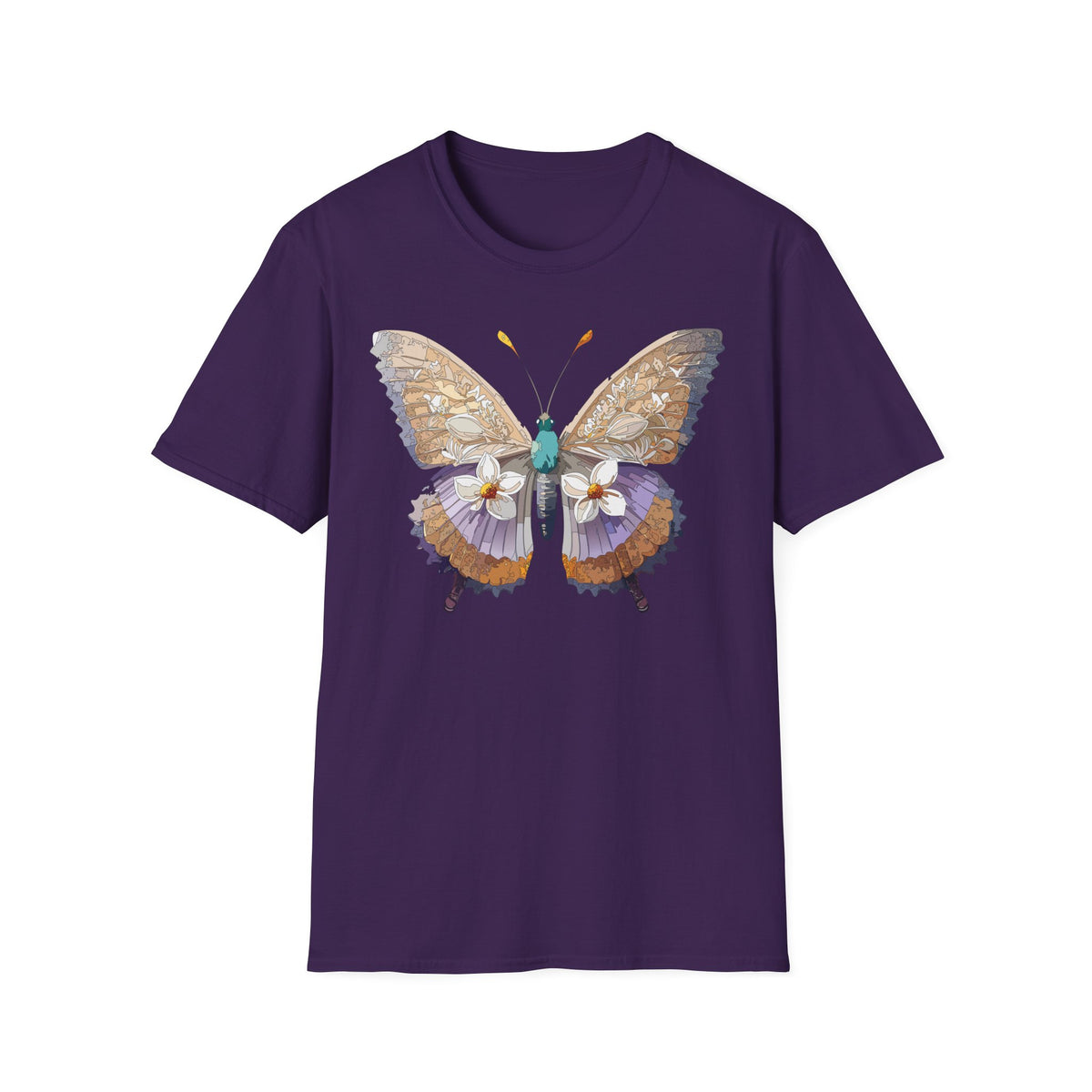 Butterfly Floral Tee — Delicate Botanical Butterfly Graphic Design Unisex 100 Cotton Gildan T-Shirt