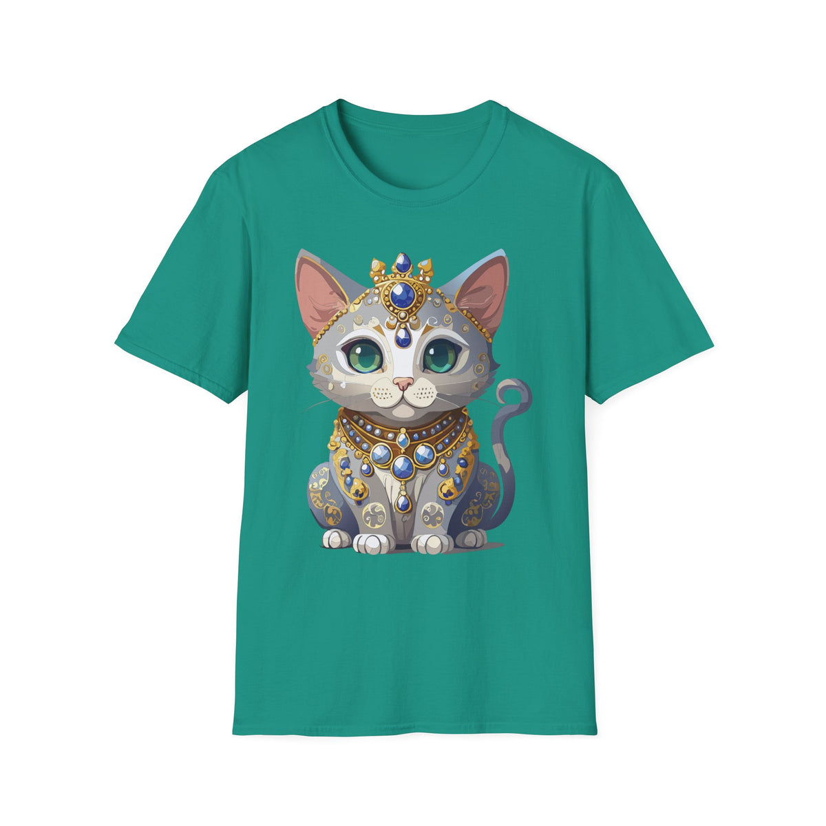 Jeweled Royal Cat T-Shirt | Gemstone Crown Kitty