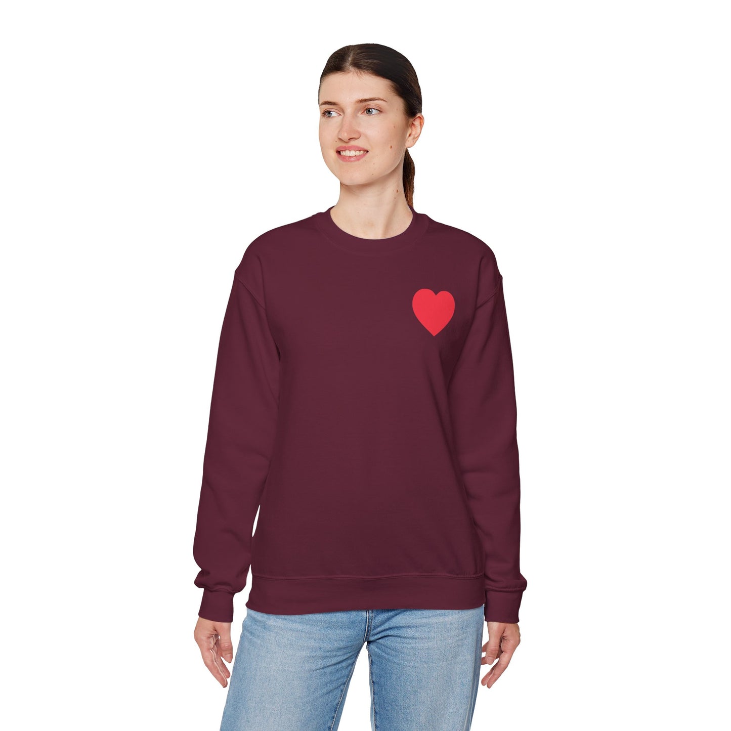 Small Red Heart Sweatshirt, Heart Sweatshirt, Love Sweatshirt, Valentine's Day Sweatshirt- 102