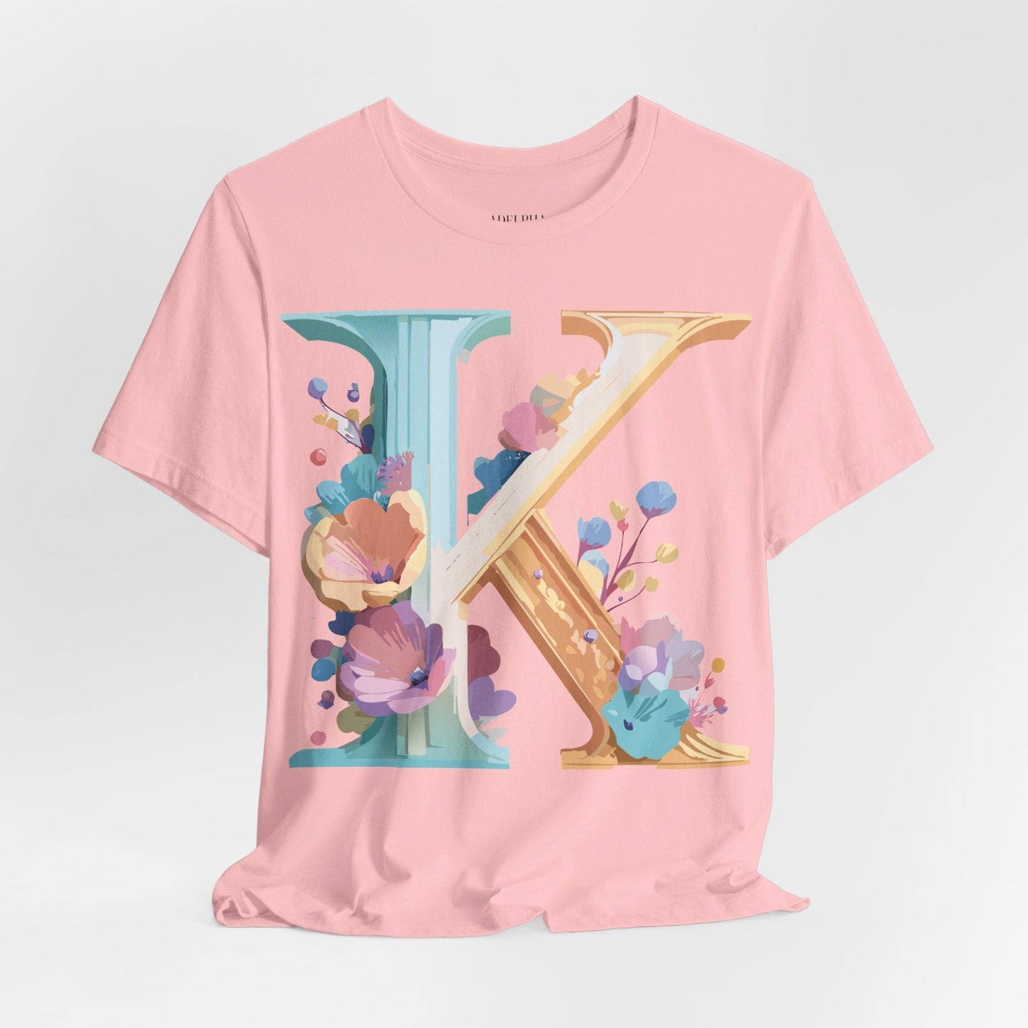 Letter K Graphic Tee Unisex Shirt By Adelpha Vintage Art Design Short Sleeve Collection