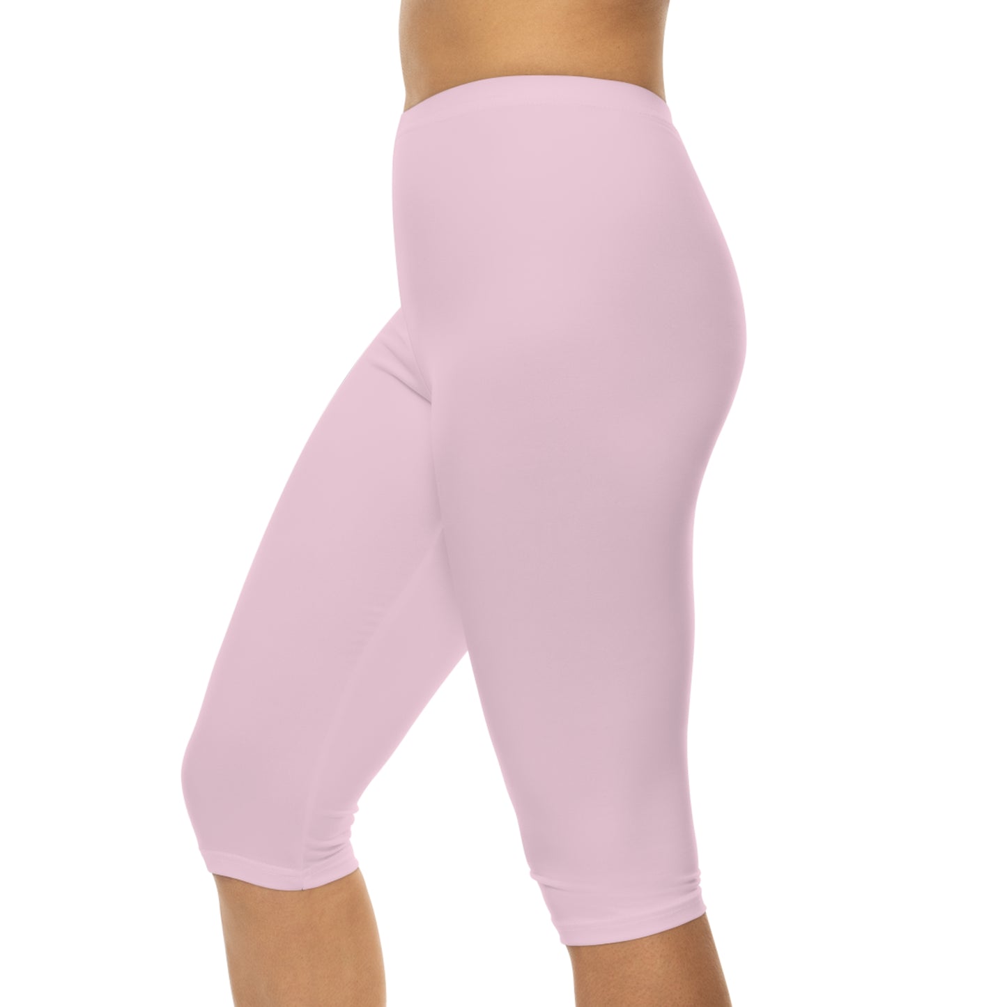 Petal Frost Pink Color Women's Brushed Suede Poly Span Casual Capri Leggings XS-2XL