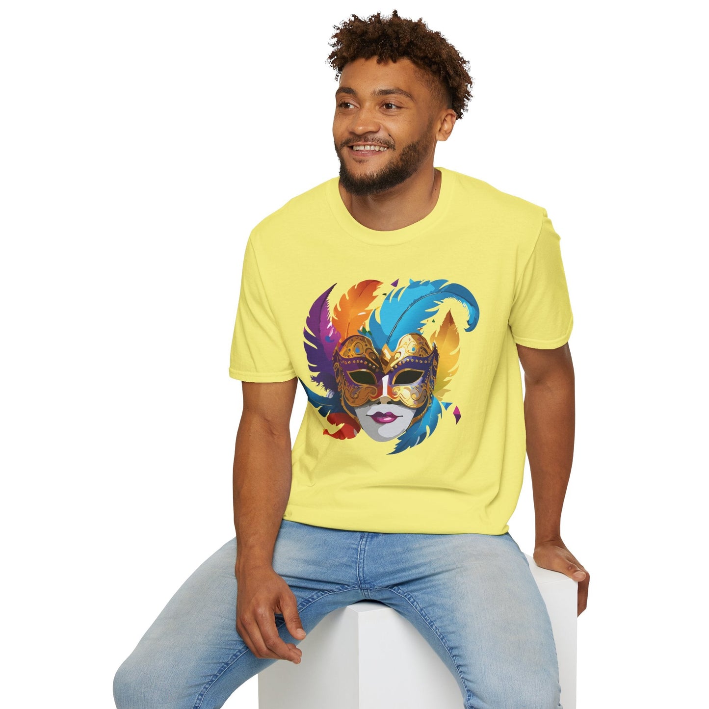 Mask Tee Shirt Unisex Short Sleeve Cotton Tee Art Design Masquerade Gildan Softstyle 64000