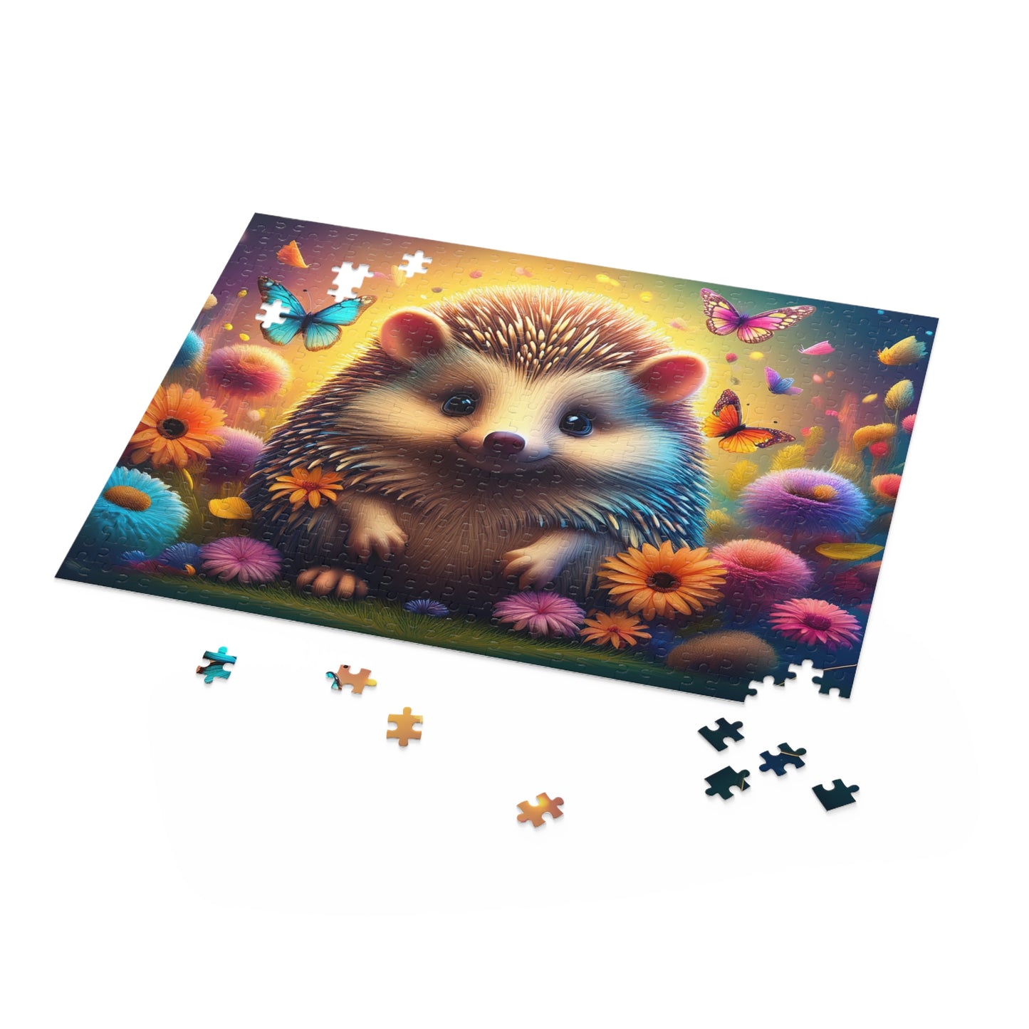 Puzzles-55 Kids Hedgehog Puzzle 500-Piece | Floral Hedgehog Puzzle 500-Piece, Animals Kids Puzzles Size: 16" x 20",  Ages 9+
