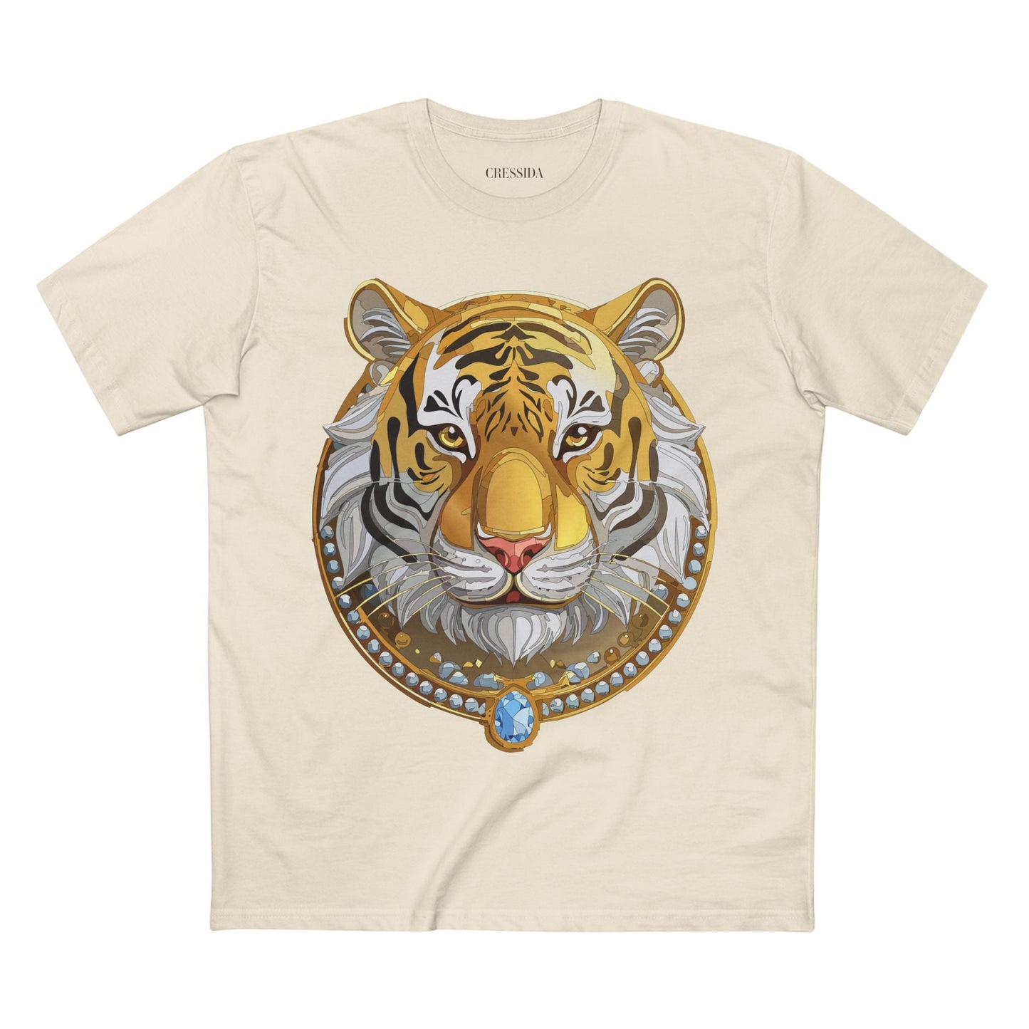 Tiger Graphic Unisex 100 Cotton Tee With Unique Animal Golden Medallion Art Design 4