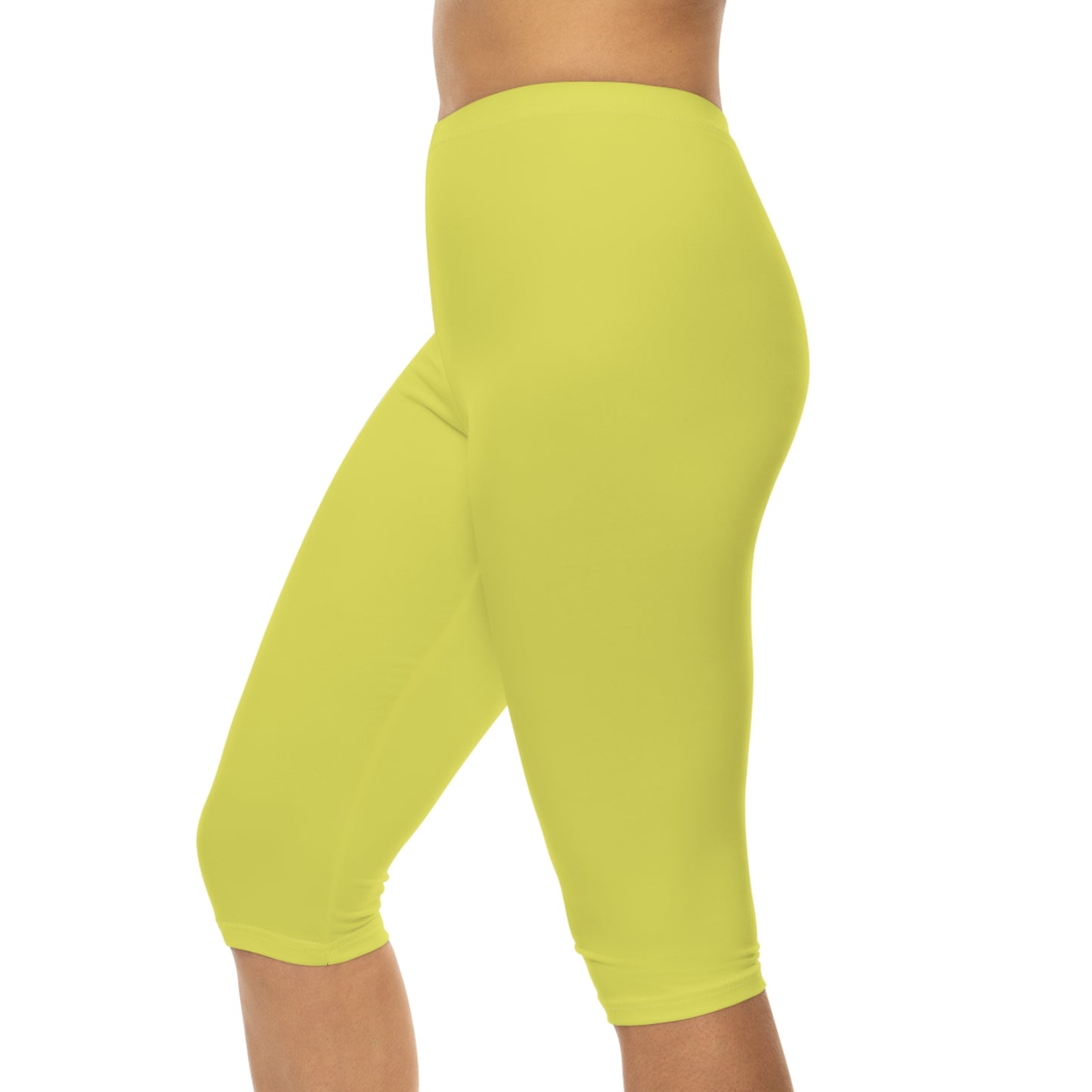 Lemon Color Women's Brushed Suede Poly Span Casual Capri Leggings XS-2XL