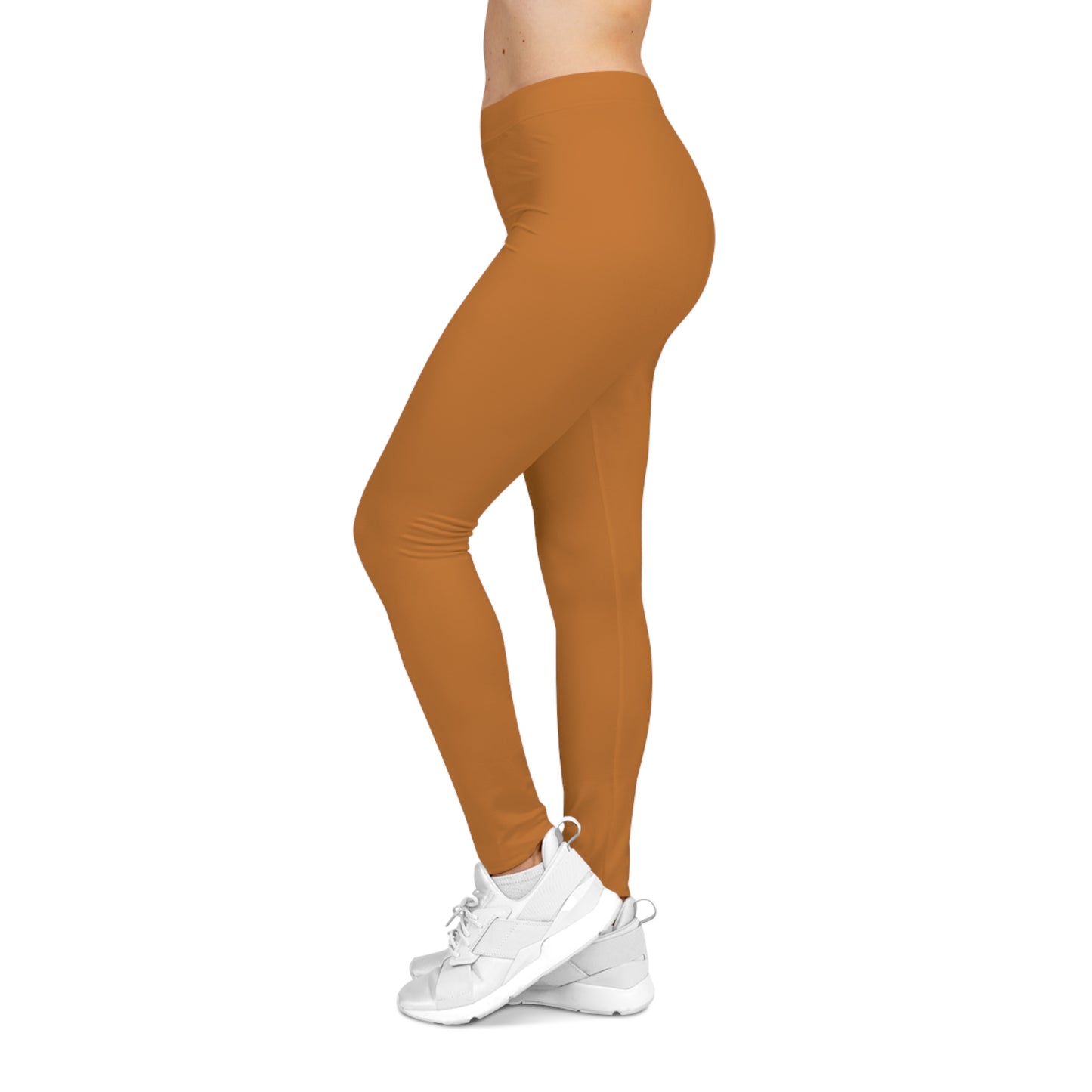 Ochre Orange Color Women's Poly-Span Casual Leggings XS-2XL