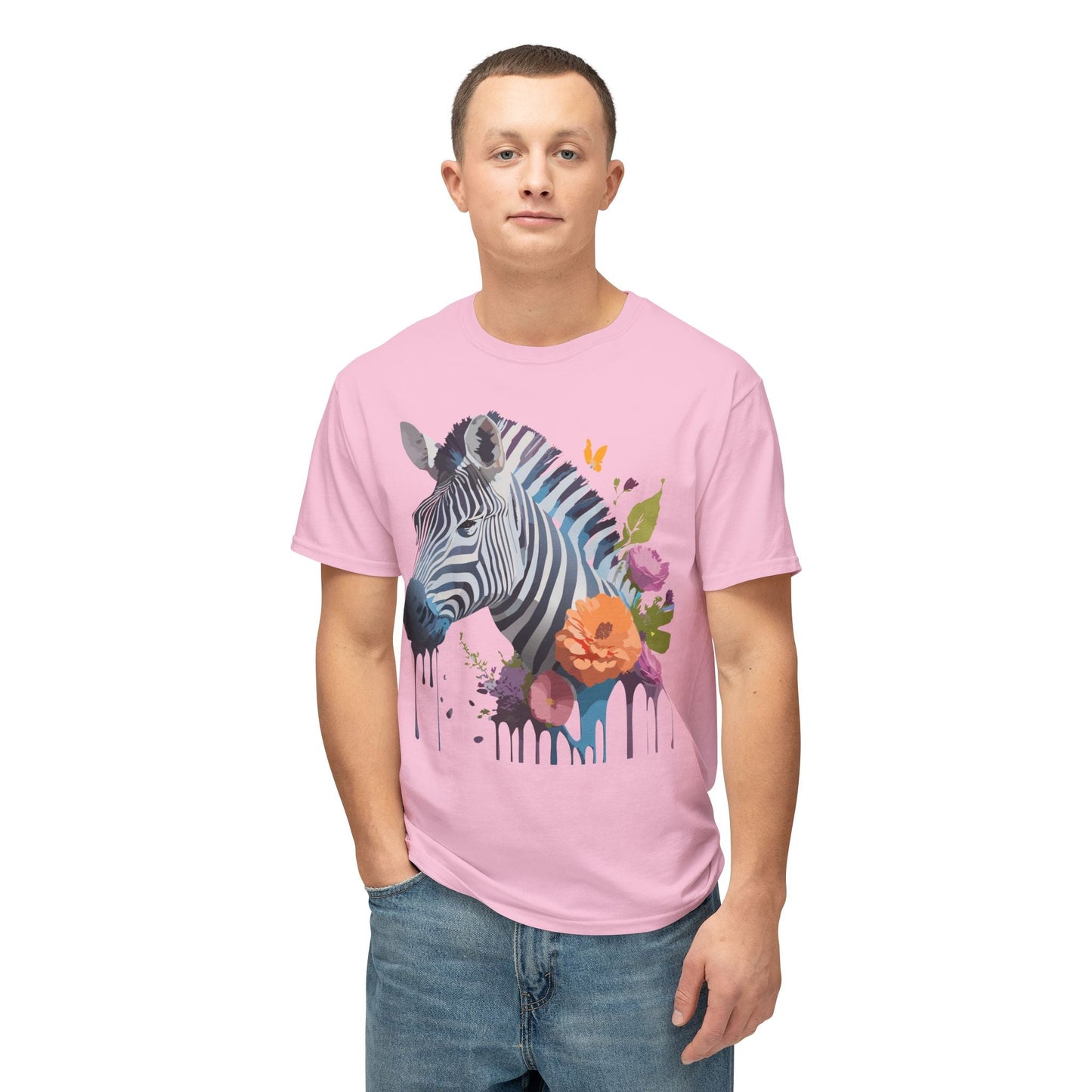 Unisex Zebra Art T Shirt With Full Color Print HD Cotton Tee Made In USA For Everyday Style