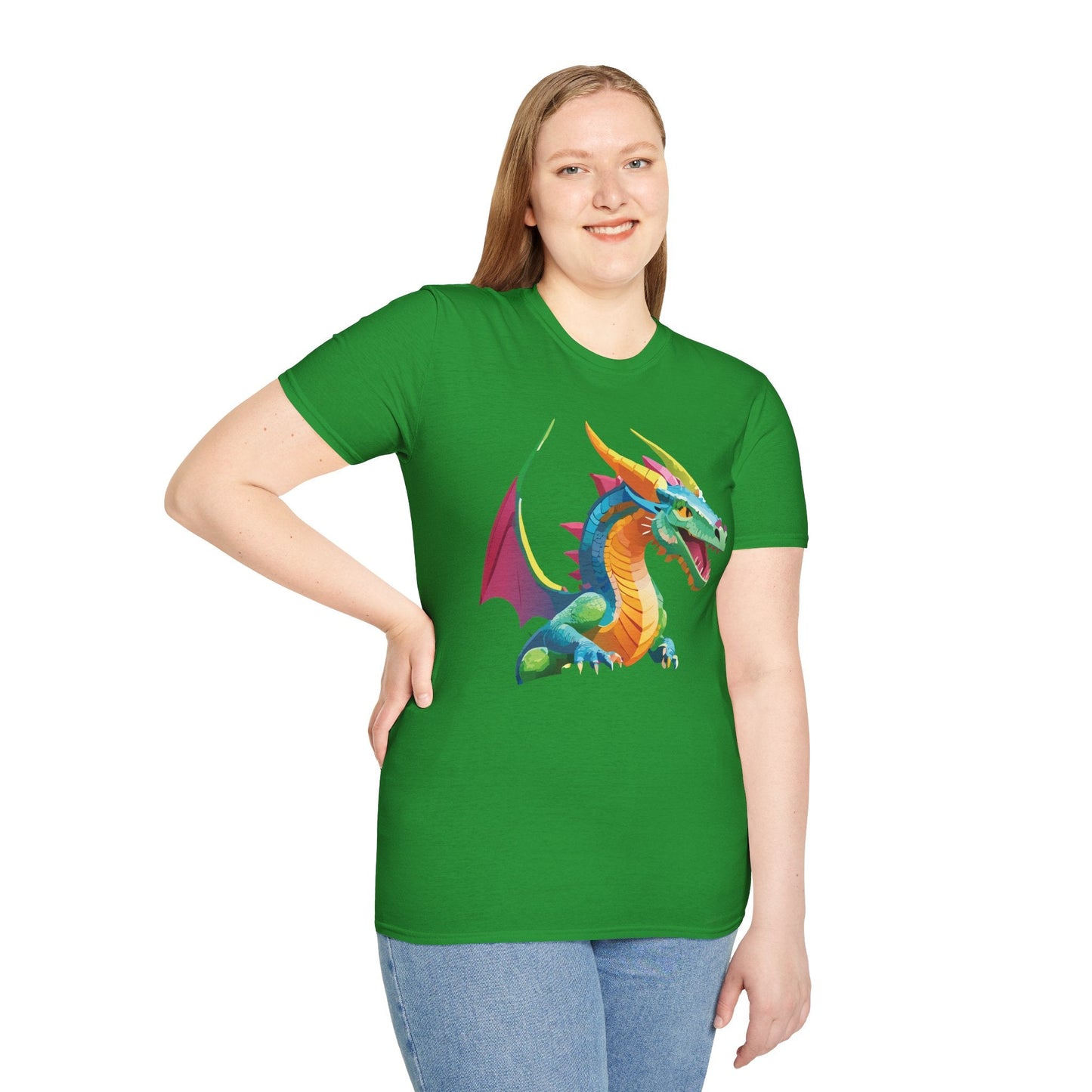 Unisex Dragon Graphic Tee Softstyle Short Sleeve T Shirt Made From Ring Spun Cotton