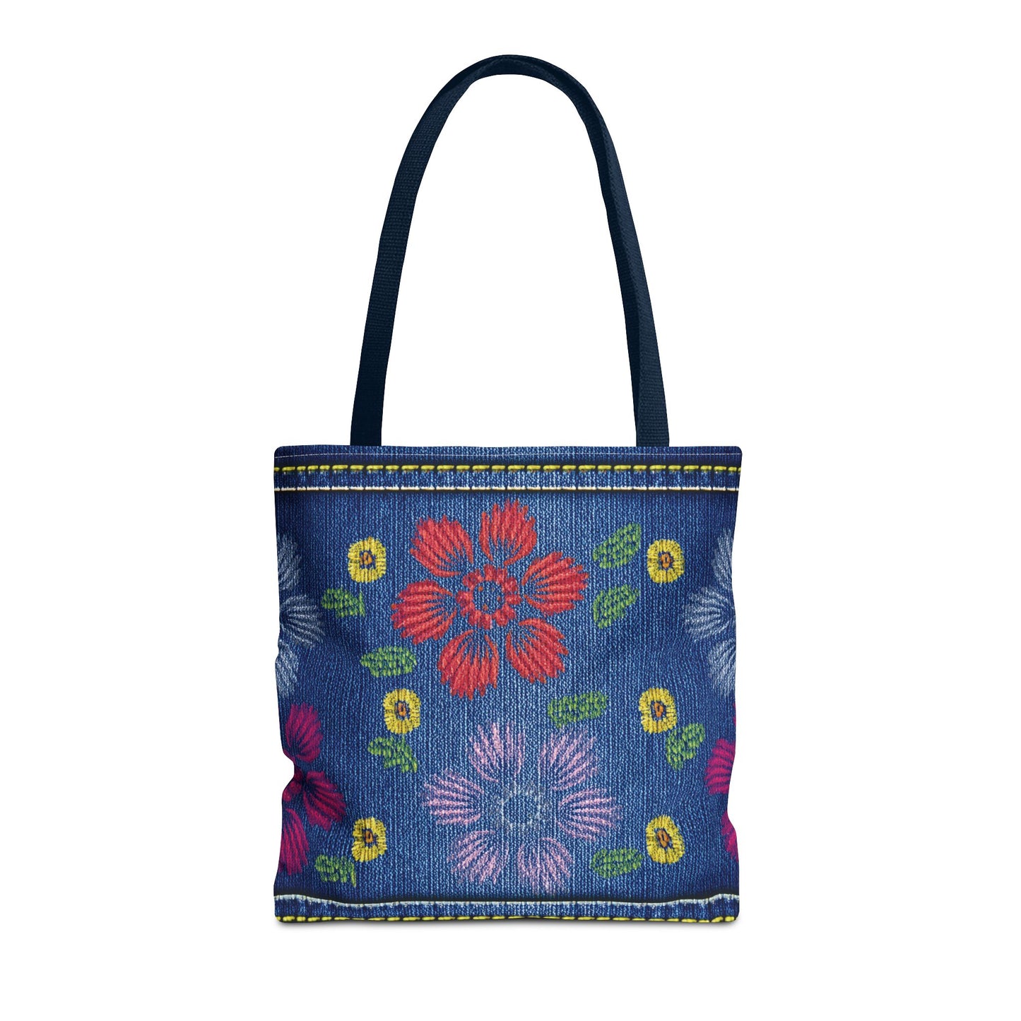 Denim Fabric Imitation Print Unisex Canvas Bag Poly Spun 3 Sizes Tote Bag 131