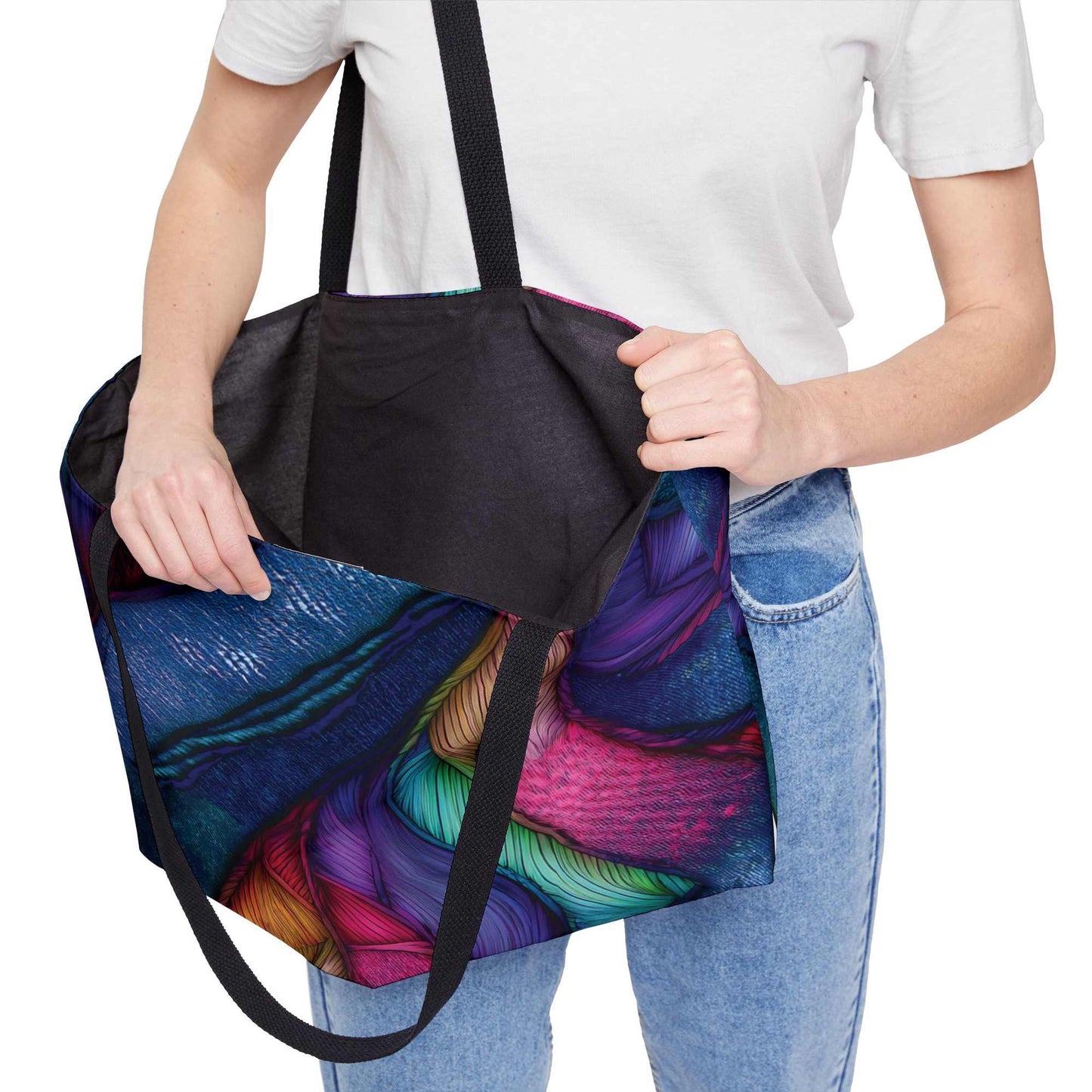 Denim Color Imitation Print Unisex  Weekender Bag  Spun Polyester 24x13 Canvas Bag 11
