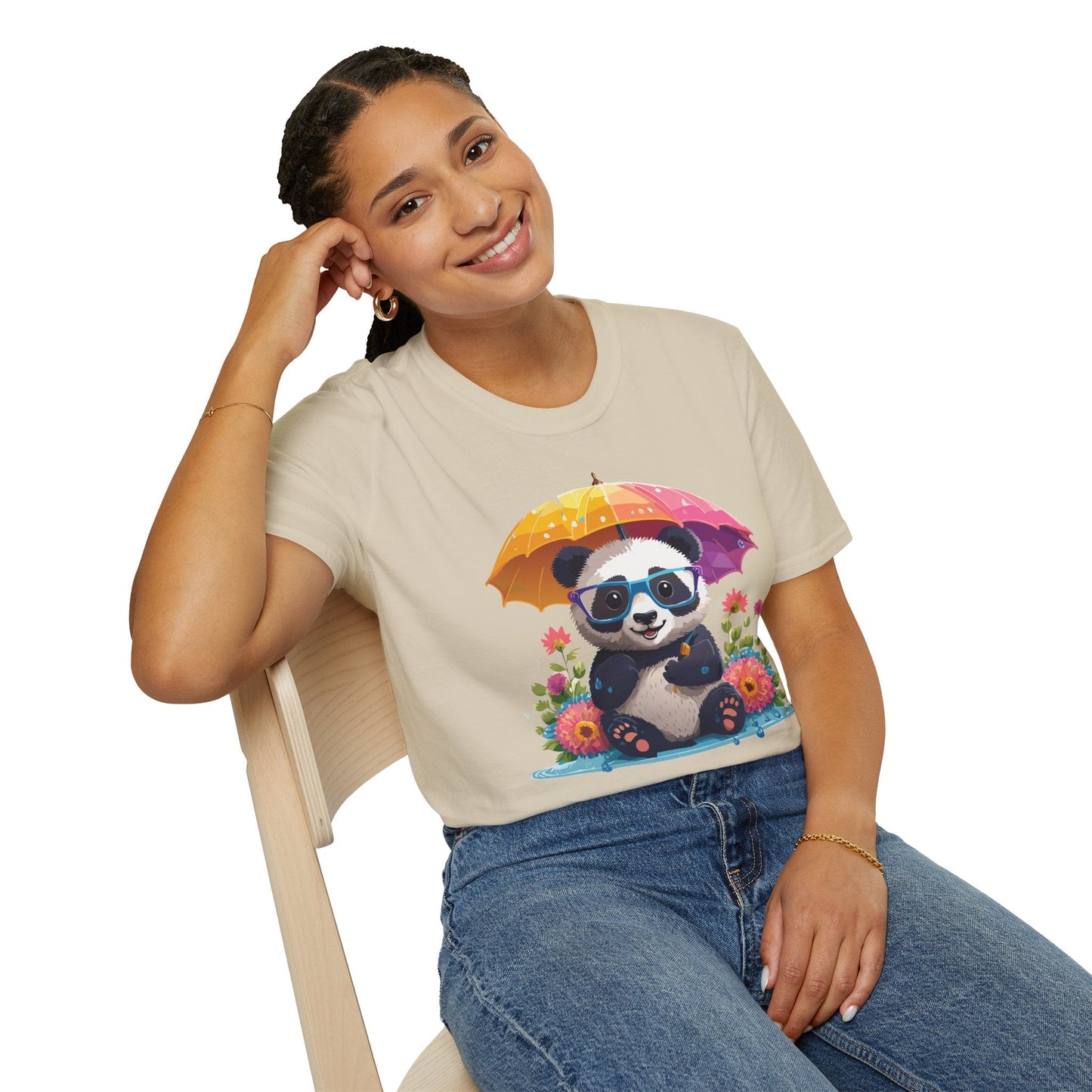 Unisex Panda Shirt Softstyle Tee 100 Percent Ring Spun Cotton Comfortable Animal Tee
