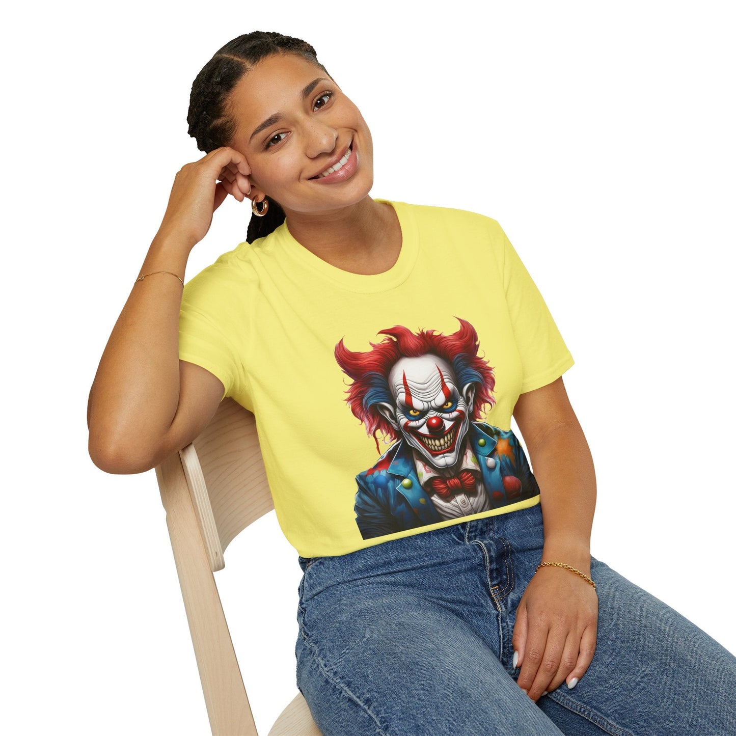 Unisex Clown Shirt With Funny Man Circus Print Tee Gildan Softstyle 64000 Classic Comfort Wear