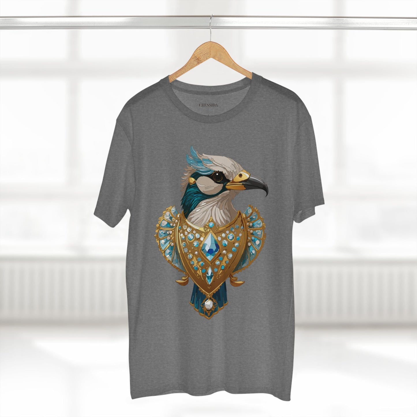 Bird Graphic Unisex 100 Cotton Tee With Unique Animal Golden Medallion Art Design 17