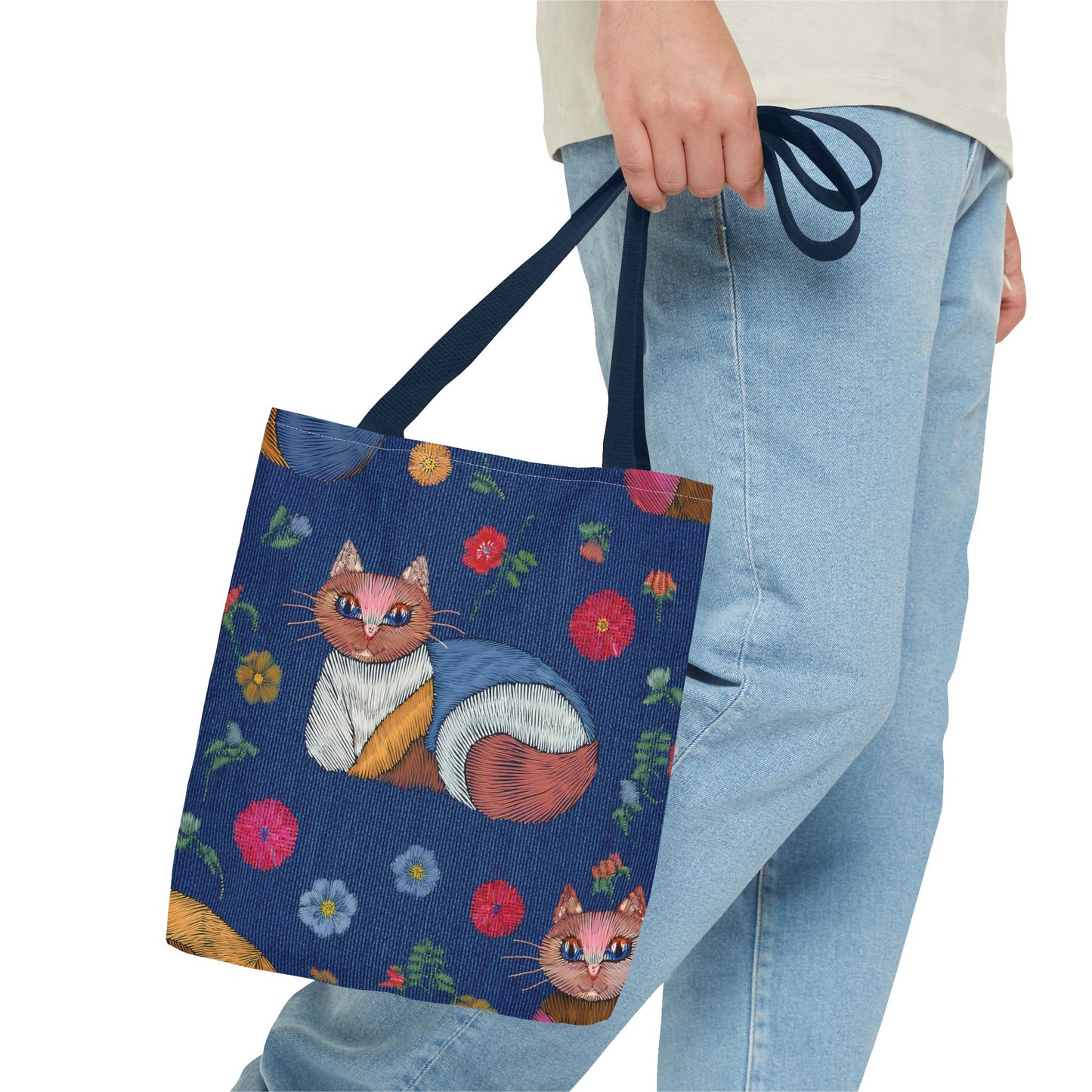 Denim Fabric Imitation Print Unisex Canvas Bag Poly Spun 3 Sizes Tote Bag 190-9