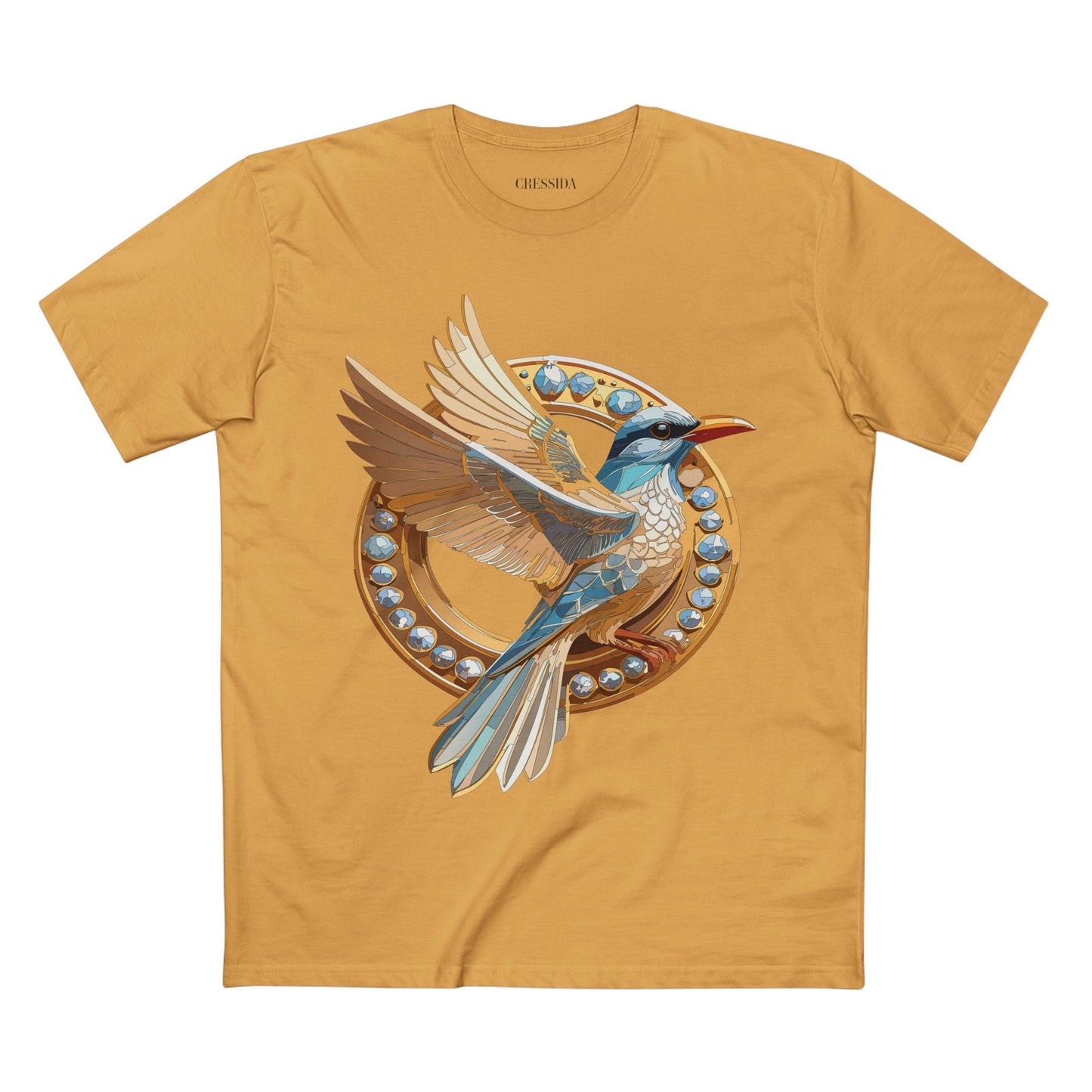 Bird Graphic Unisex 100 Cotton Tee With Unique Animal Golden Medallion Art Design 20