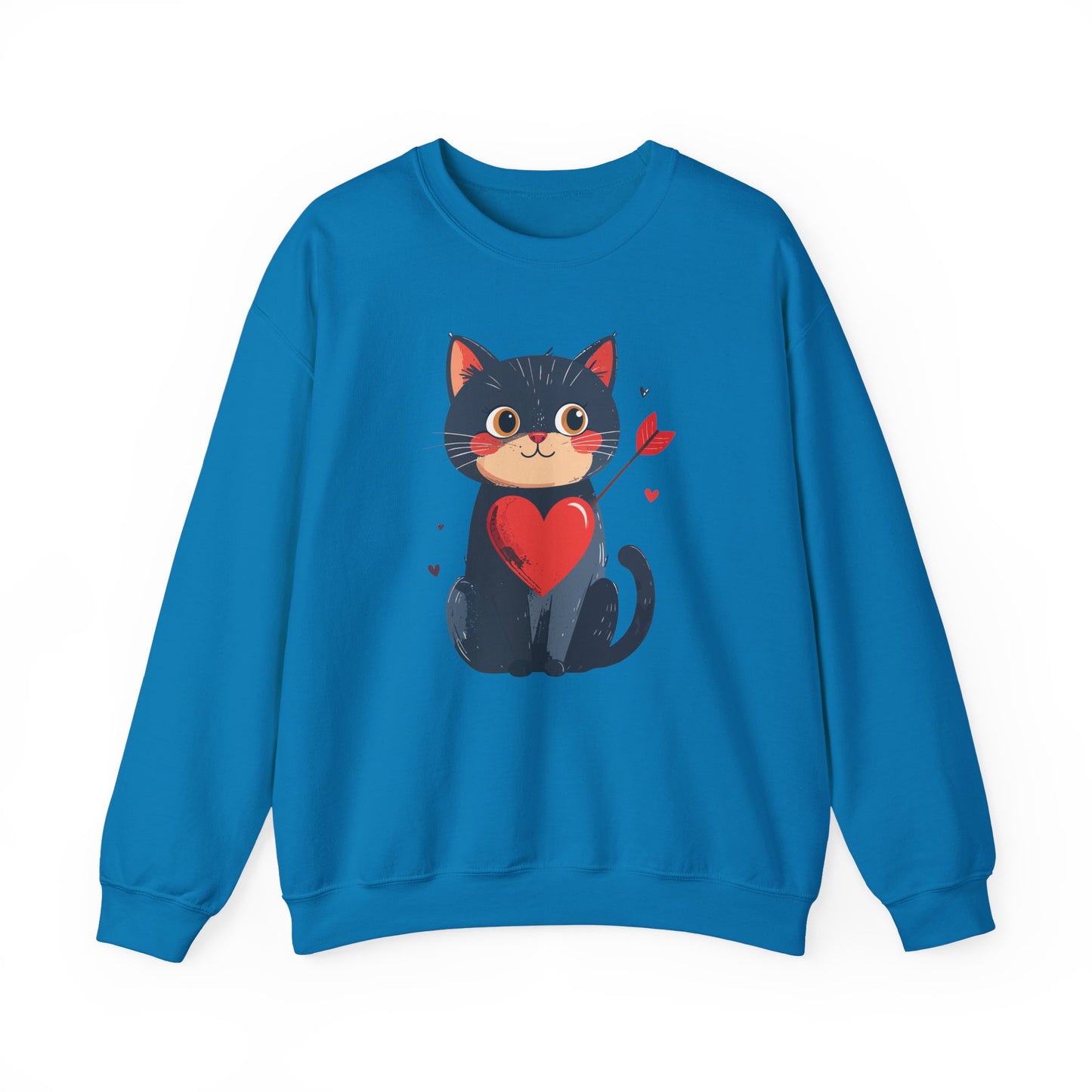 Cat Heart Sweatshirt, Heart Sweatshirt, Cat Sweatshirt, Valentine's Day Sweatshirt, 50/50 Cotton-Poly Animal Sweatshirt 108