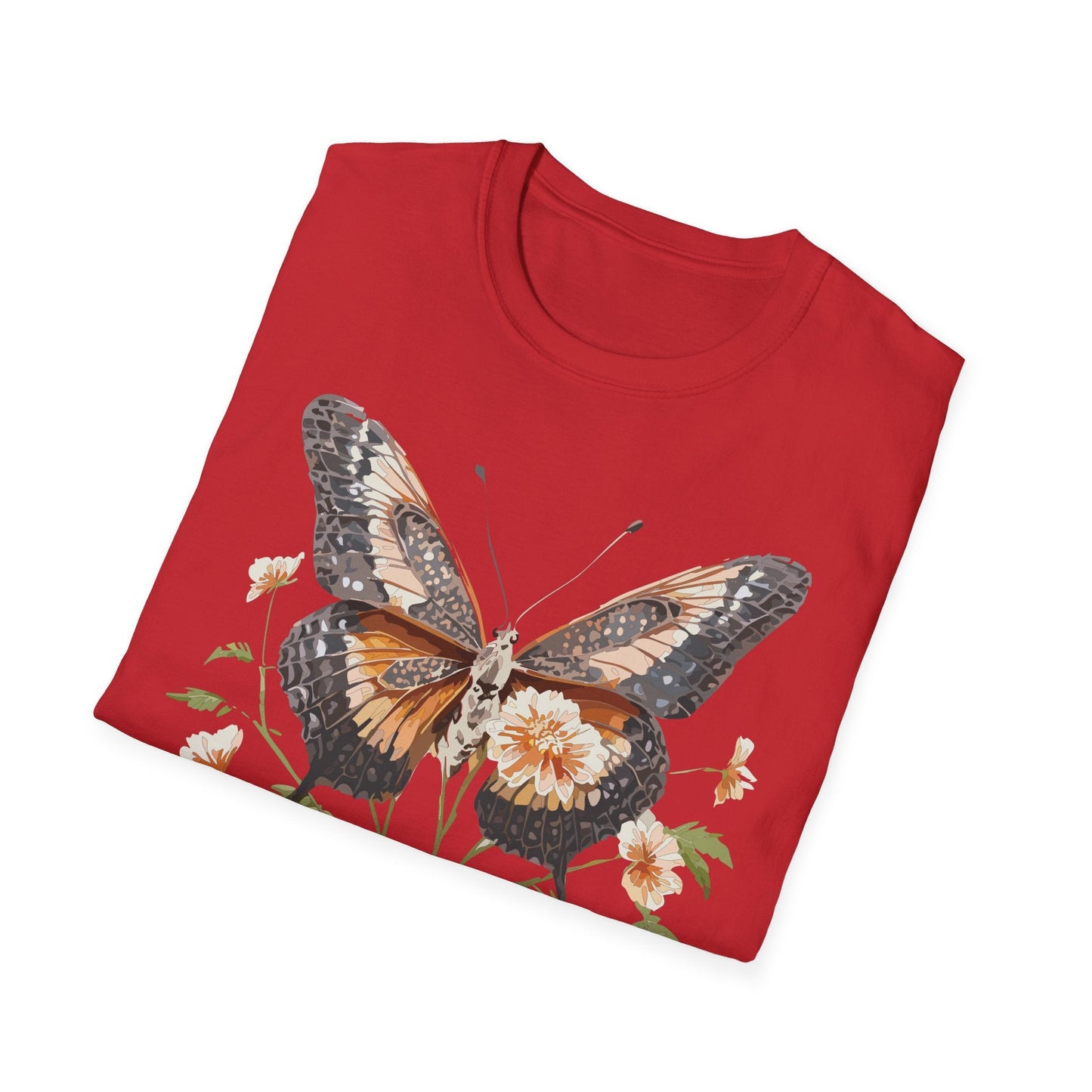 Butterfly T Shirt Unisex Softstyle Gildan 64000 Cotton Tee Monarch Print Comfort