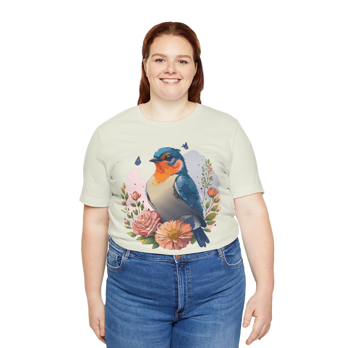 Floral Bird Tee, Animal Shirt, Bird Shirt, Floral Tee, Flower T-shirt, T-Shirt with Animal