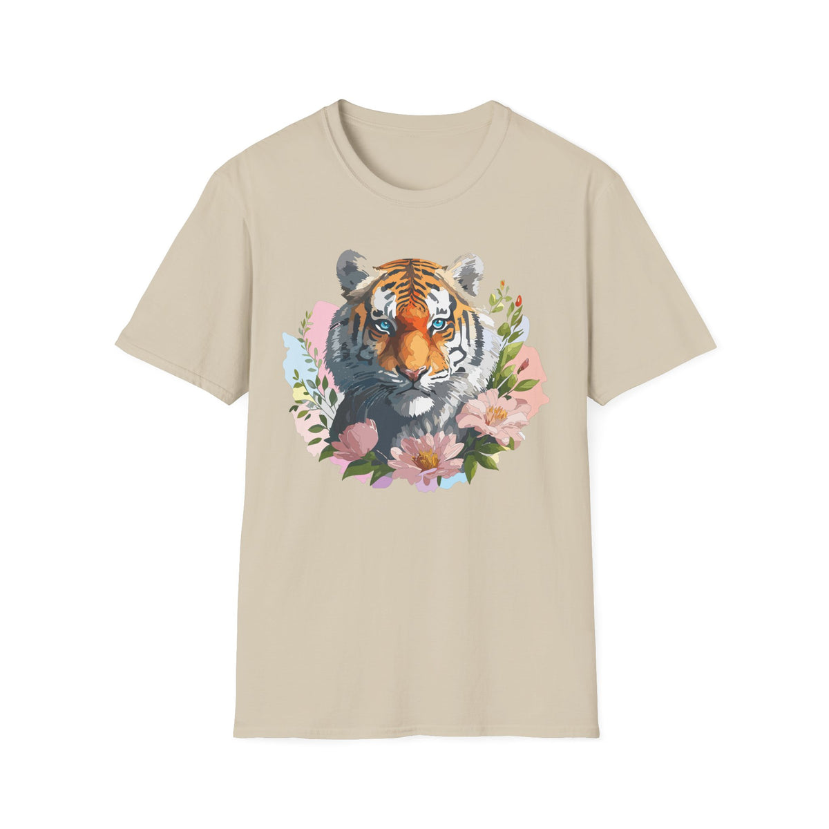 Floral Tiger Portrait T-Shirt | Watercolor Tiger Face Tee