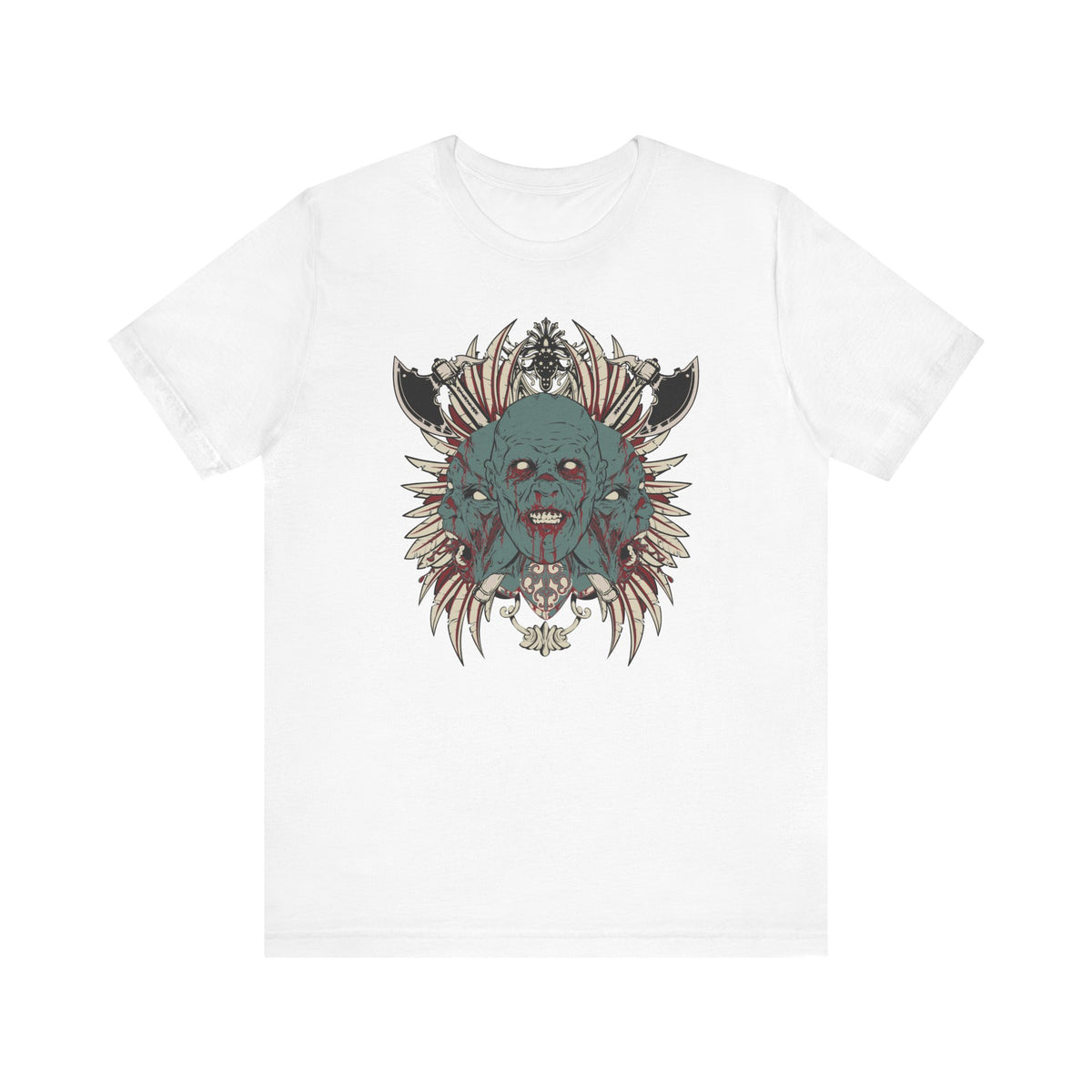 Zombie Skull Mandala T-Shirt Horror Graphic Tee, Gothic Skull Unisex Cotton Art-54-2