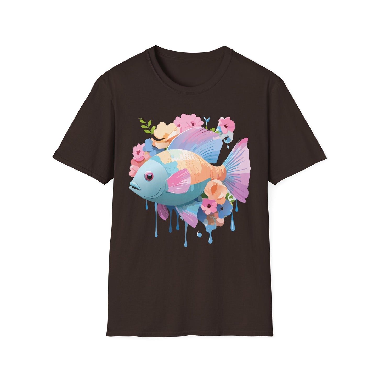 Fish Art Design Graphic Tee Unisex Short Sleeve T Shirt With Fish Artwork Premium Cotton