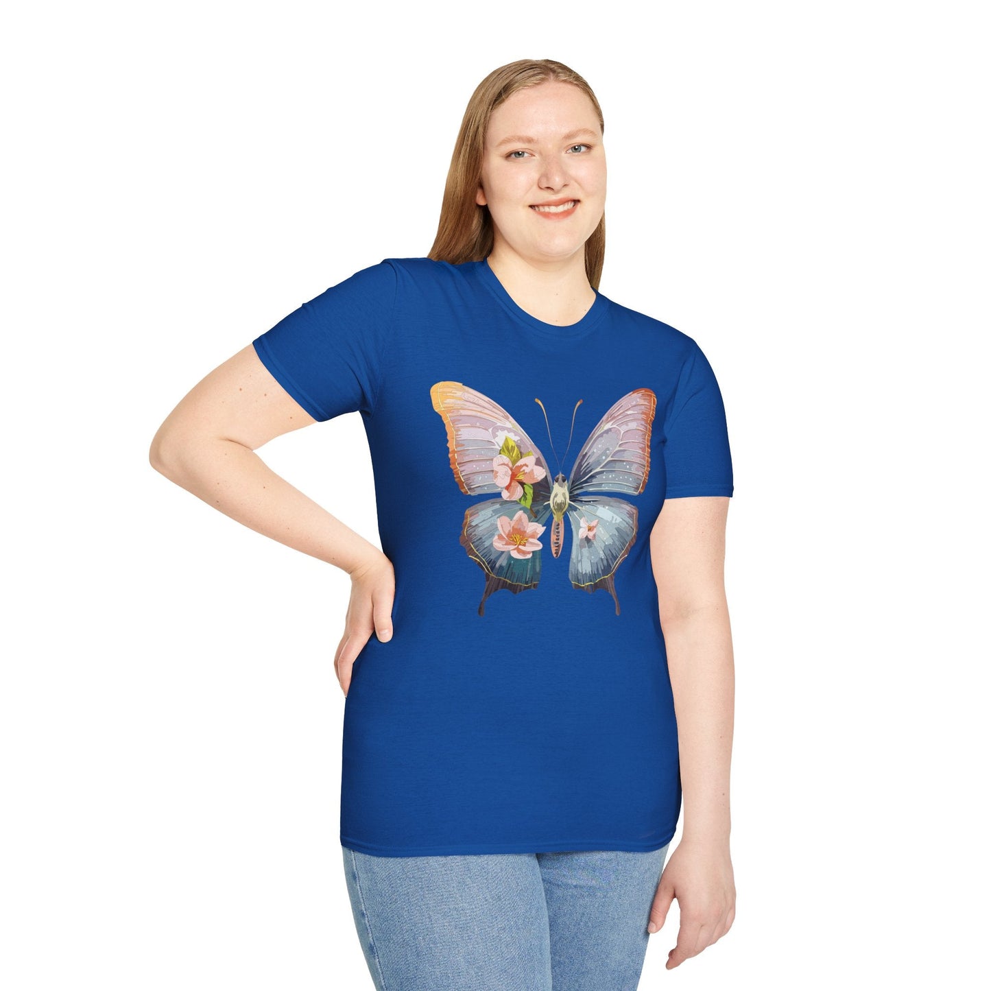 Butterfly Print T Shirt For Men Women Unisex Monarch Design Softstyle Cotton Tee