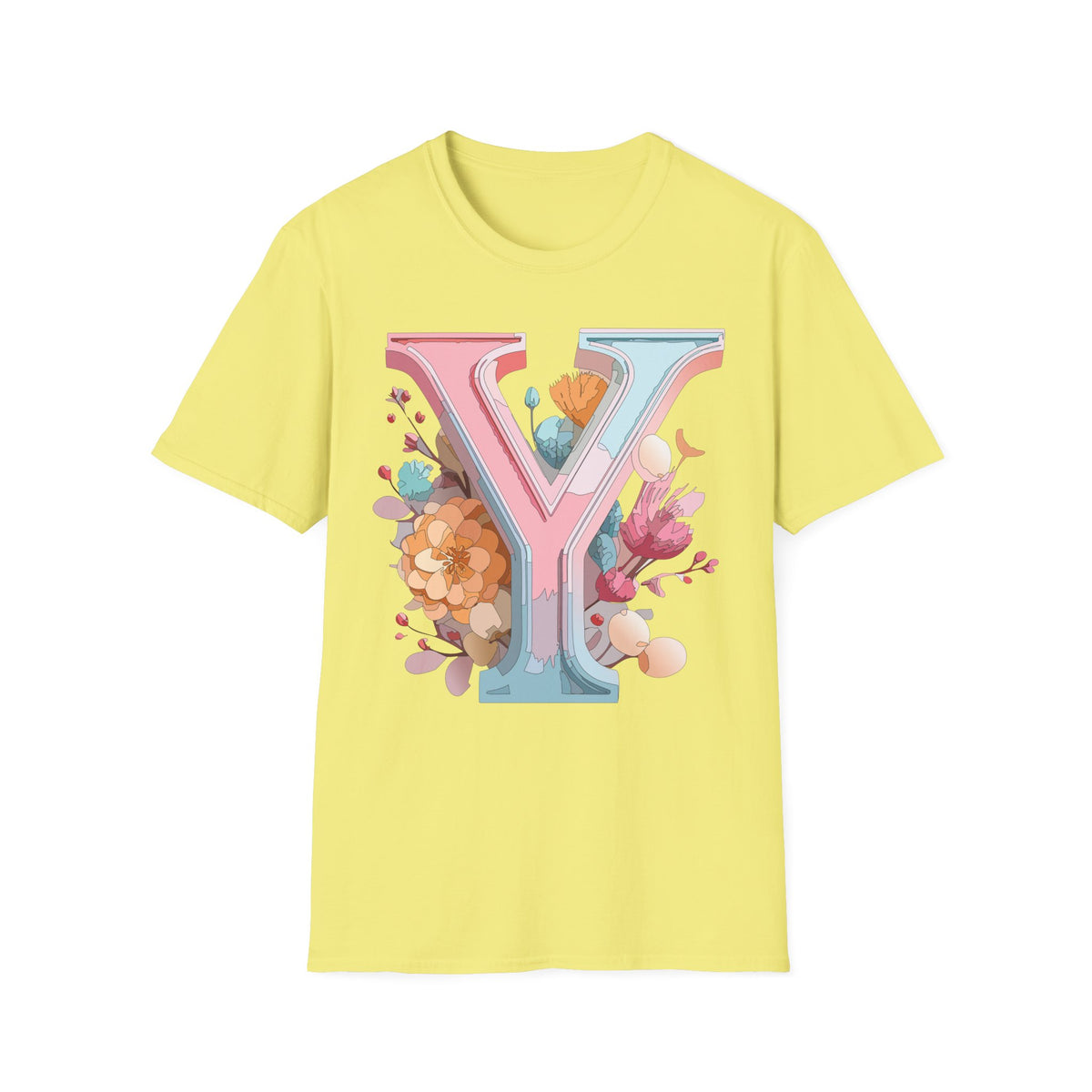 Floral Letter V T-Shirt | Pastel Monogram V Tee