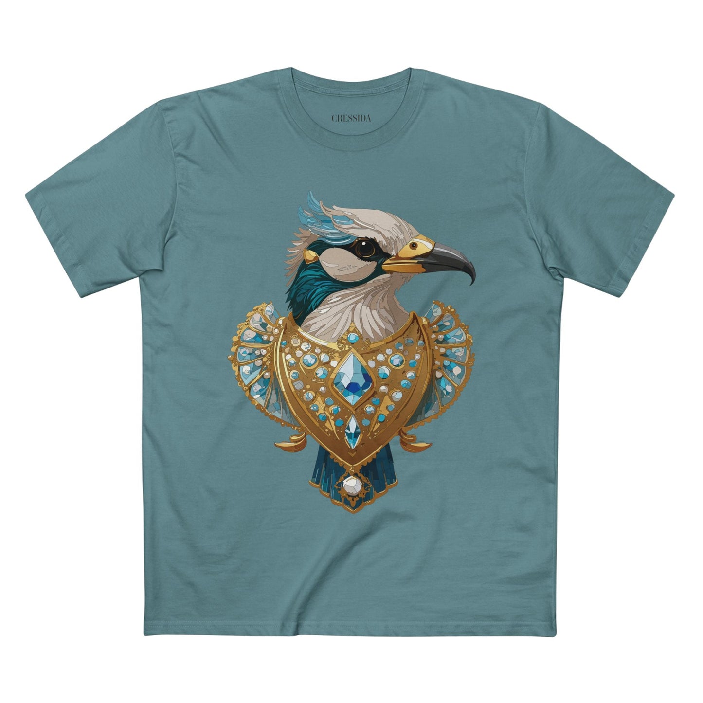 Bird Graphic Unisex 100 Cotton Tee With Unique Animal Golden Medallion Art Design 17