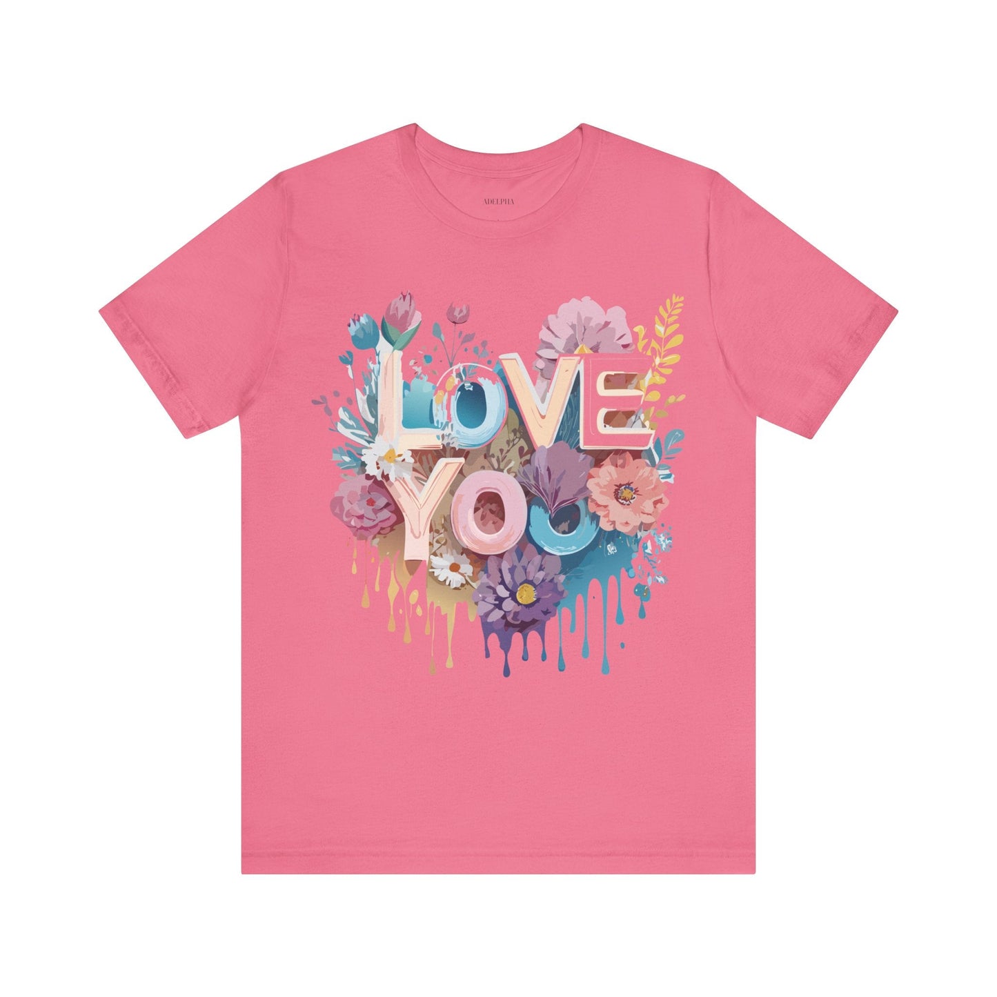 Valentine Day Graphic Unisex 100 Cotton Vintage Artwork with Love and Flower Design Tee 37